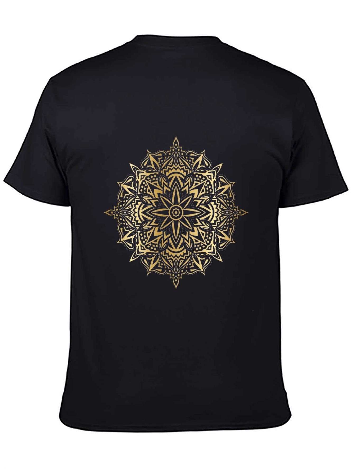 Camiseta Negra Mandala Dorada Hombre