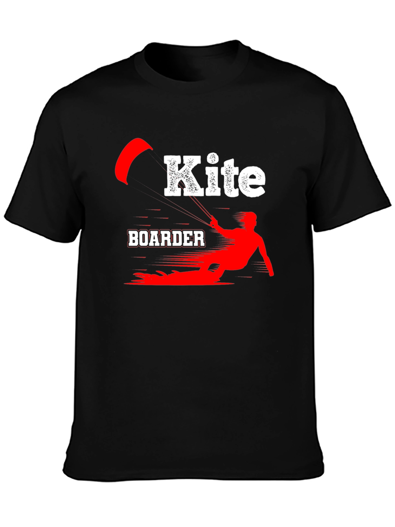 Camiseta Negra Kite Boarder Deportiva Algodón