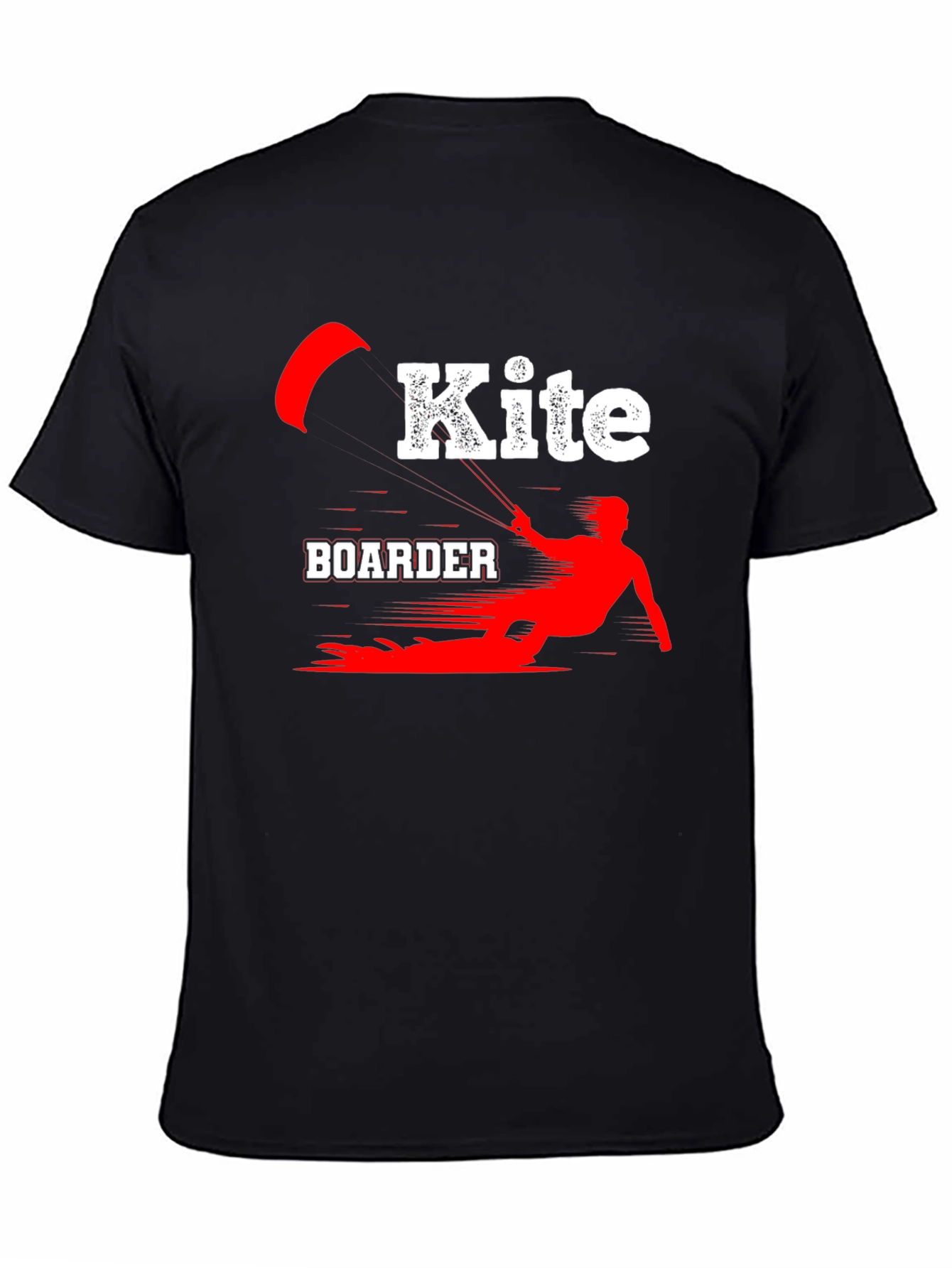 Camiseta Negra Kite Boarder Deportiva Algodón