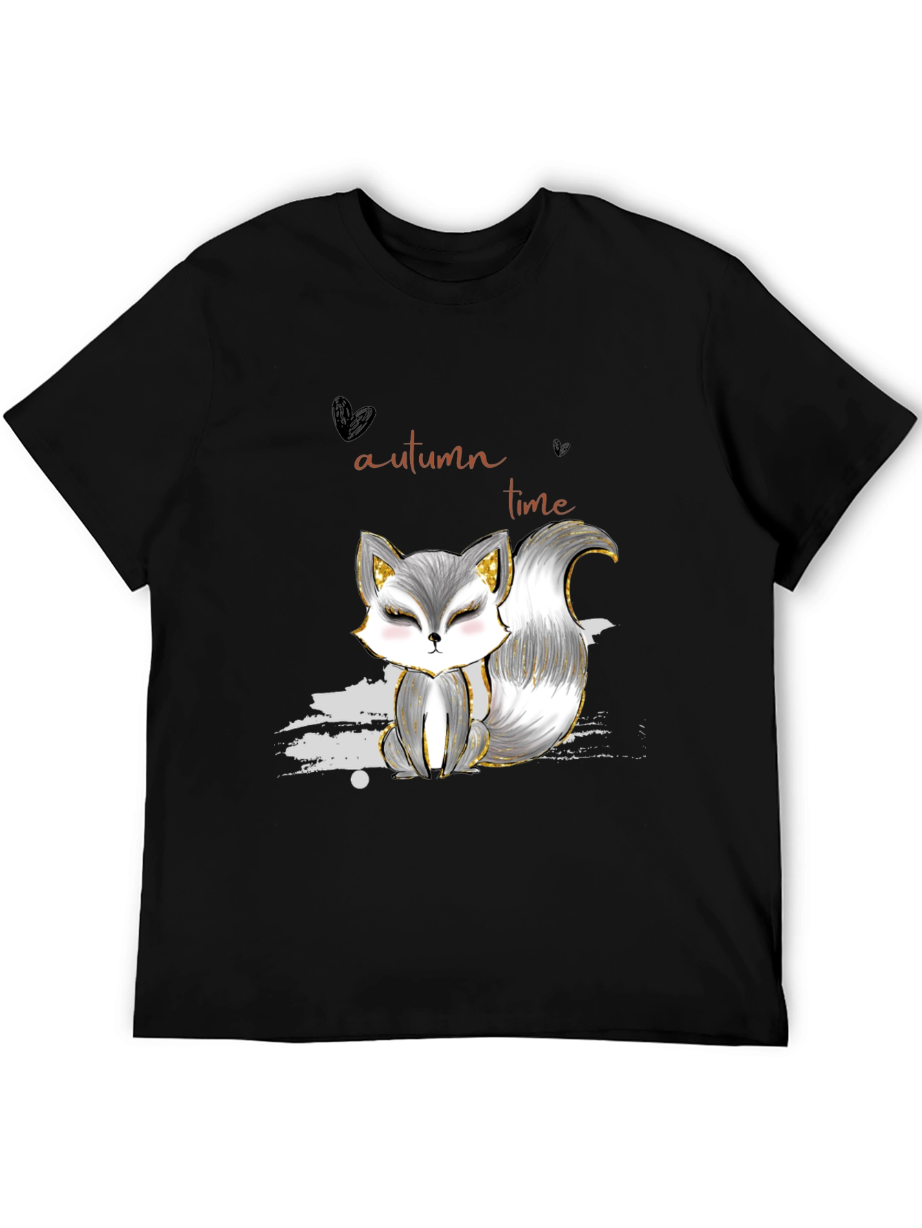 Camiseta Negra con Diseño de Zorro Autumn Time