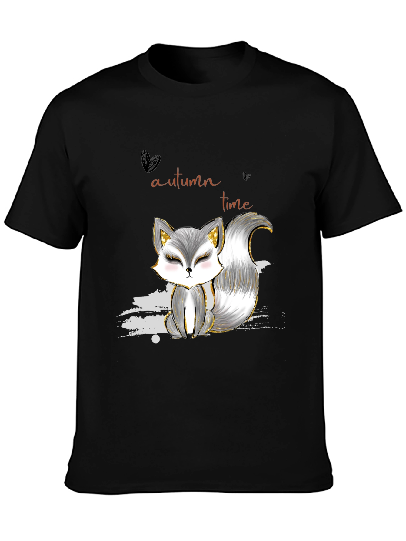 Camiseta Negra con Diseño de Zorro Autumn Time