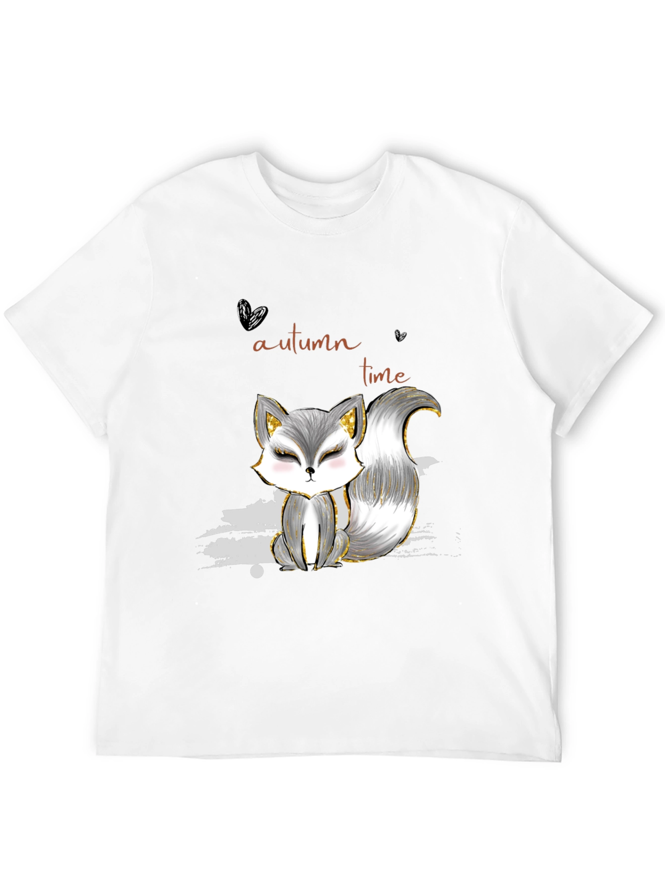 Camiseta Negra con Diseño de Zorro Autumn Time