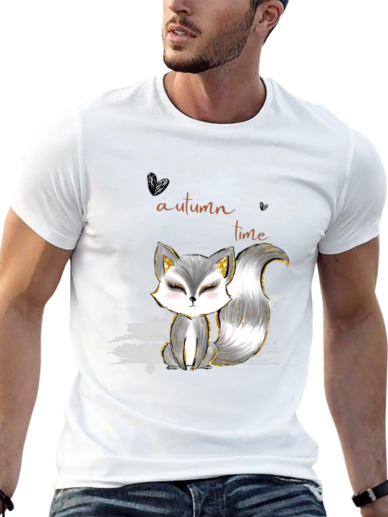 Camiseta Negra con Diseño de Zorro Autumn Time