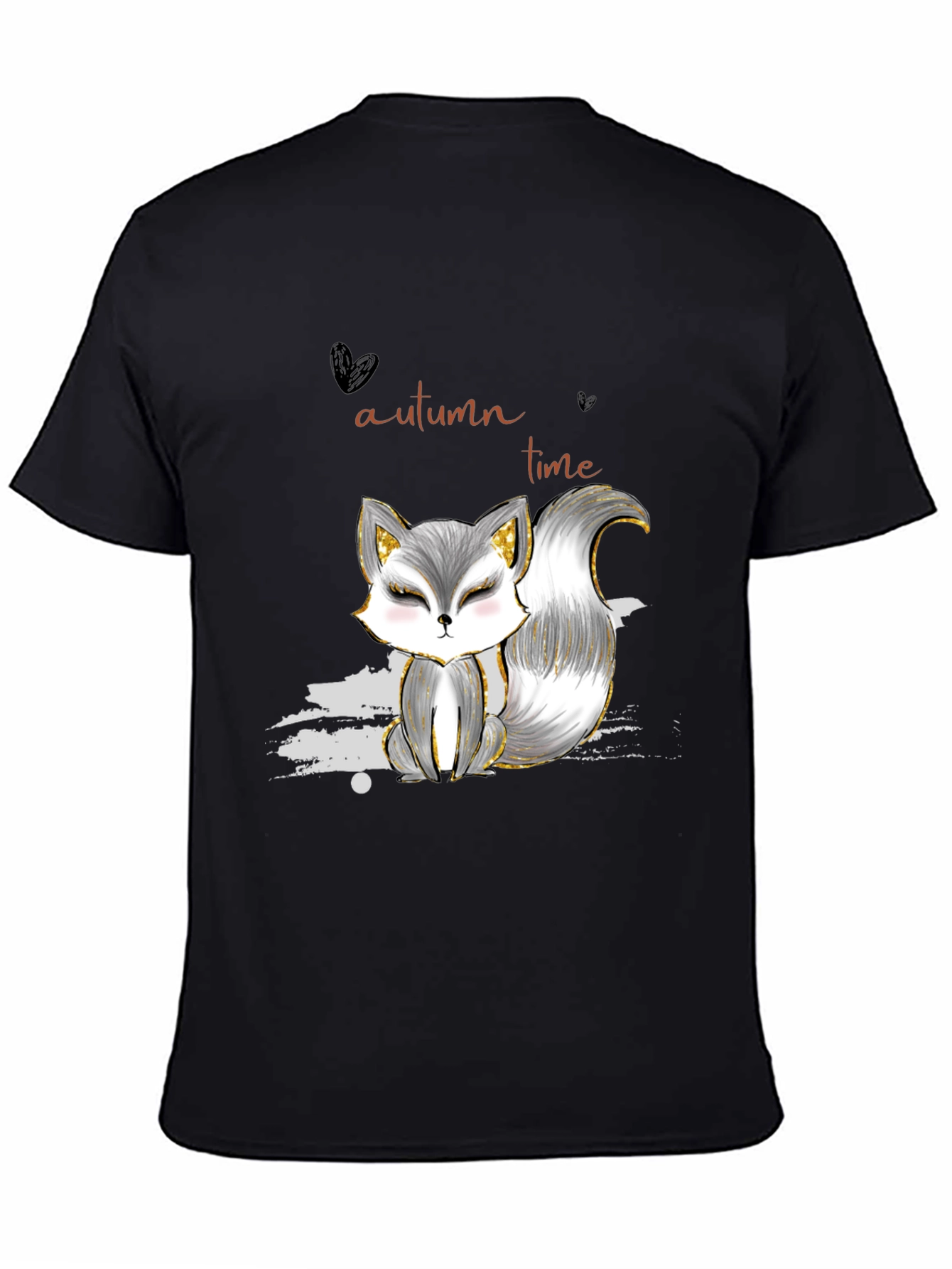 Camiseta Negra con Diseño de Zorro Autumn Time