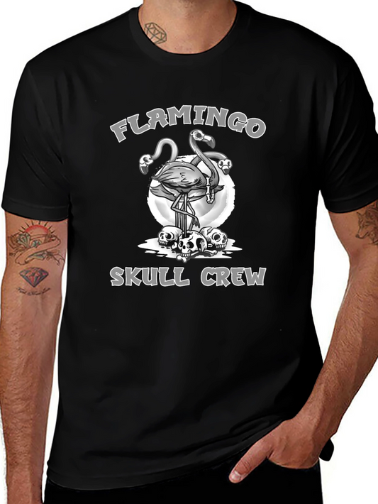 Camiseta Negra Flamingo Skull Crew