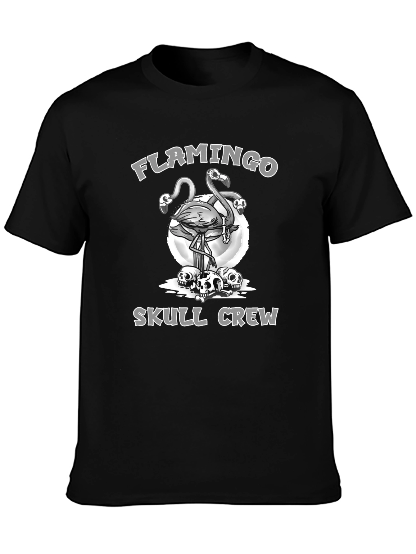 Camiseta Negra Flamingo Skull Crew