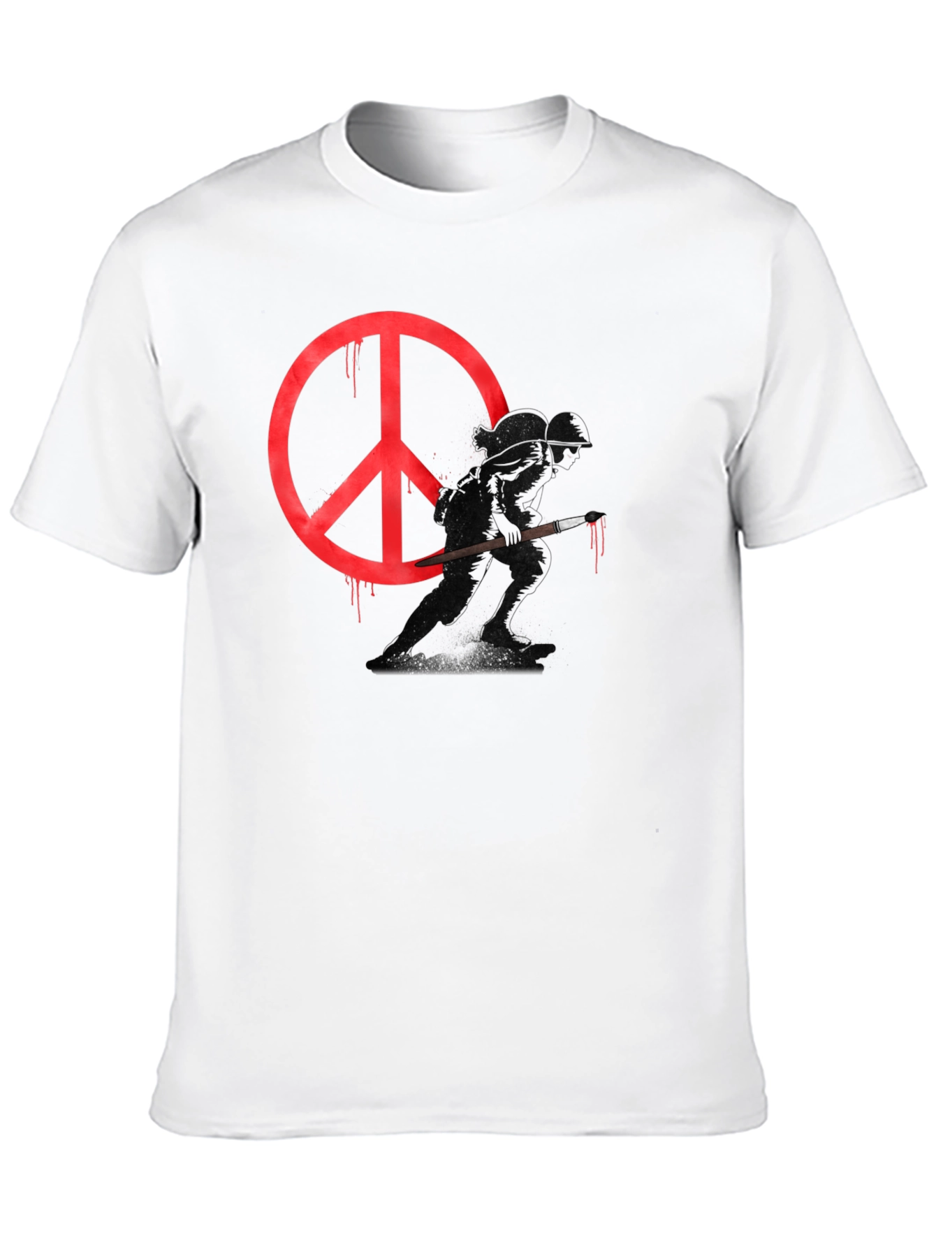 Camiseta Negra con Diseño de Paz y Guerra