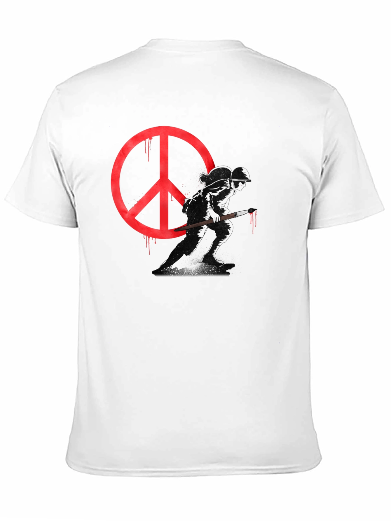 Camiseta Negra con Diseño de Paz y Guerra