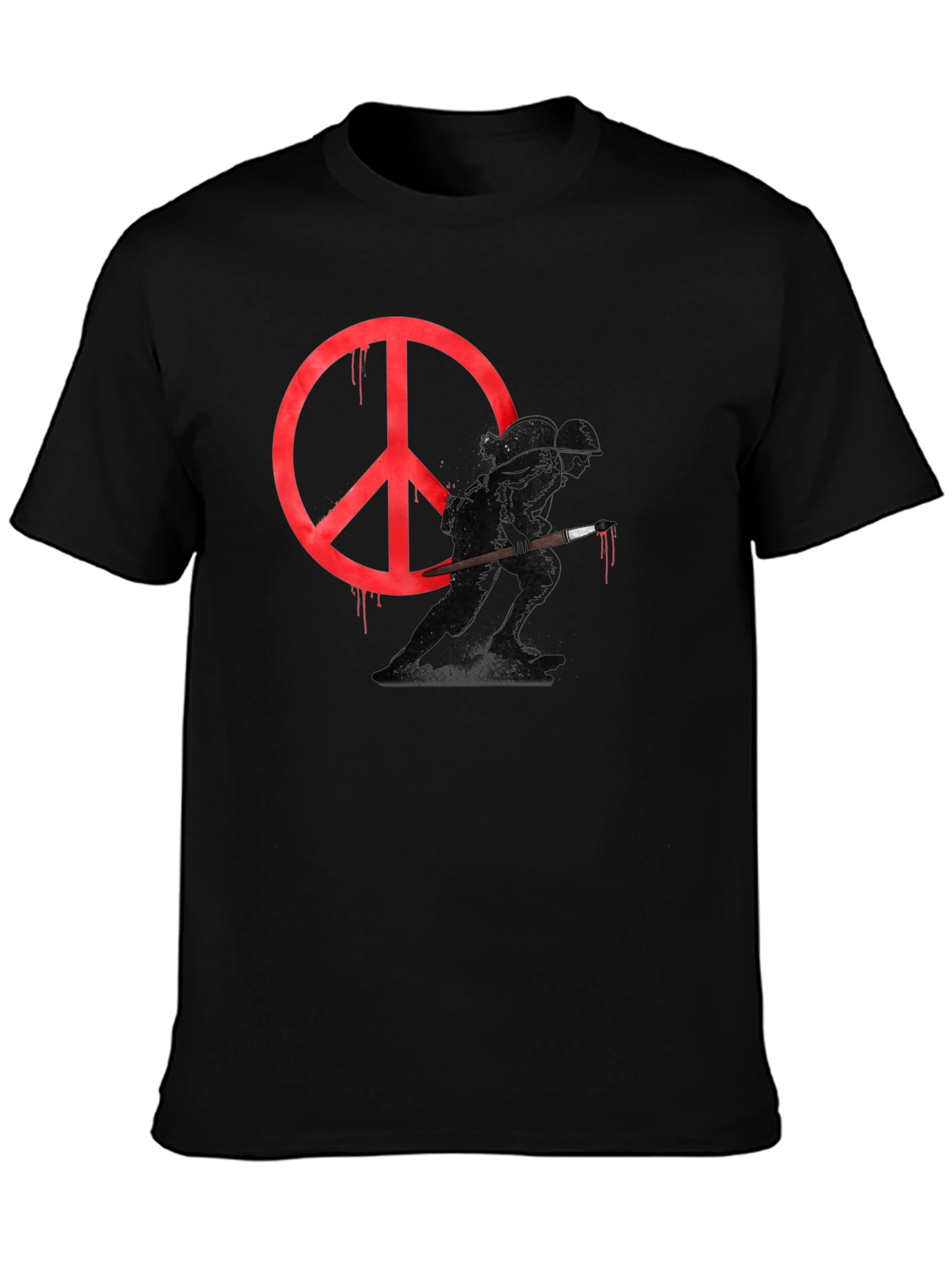 Camiseta Negra con Diseño de Paz y Guerra