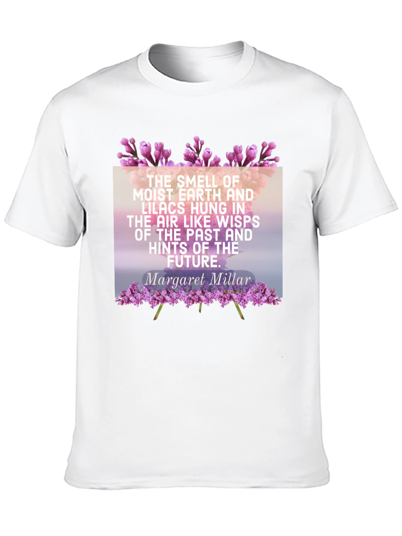 Camiseta Negra con Cita Literaria y Diseño Floral