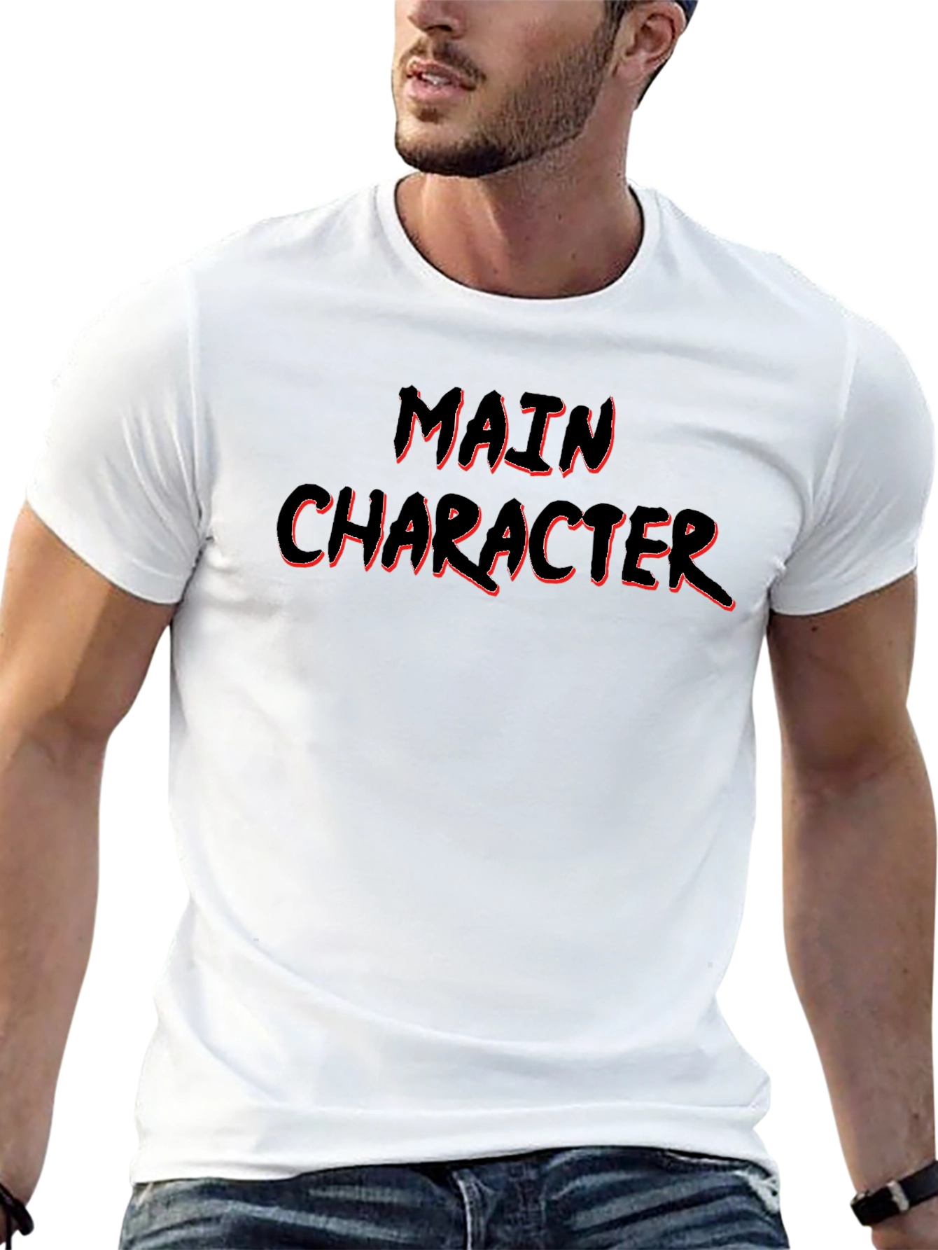Camiseta Negra Main Character con Borde Rojo