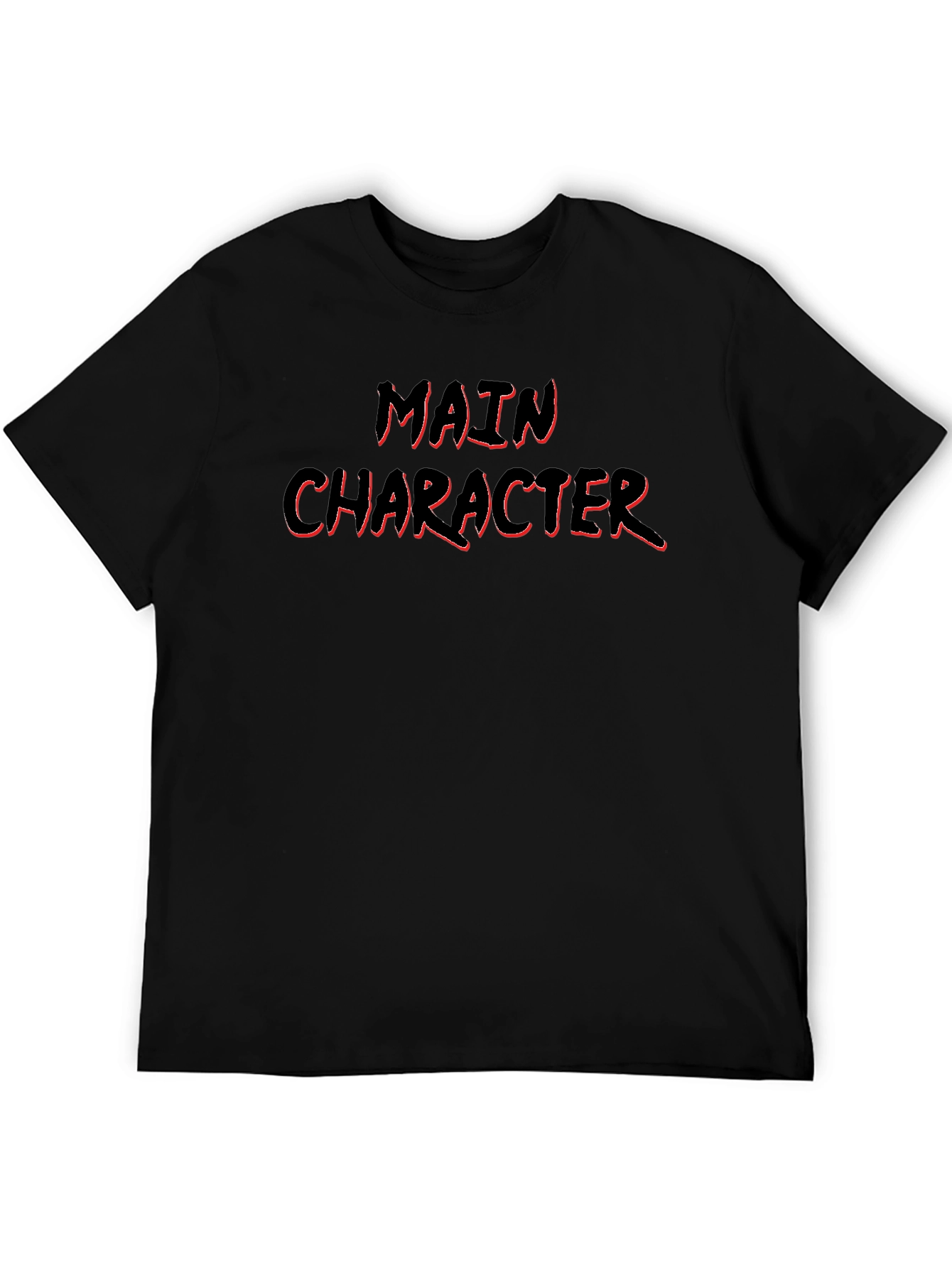 Camiseta Negra Main Character con Borde Rojo