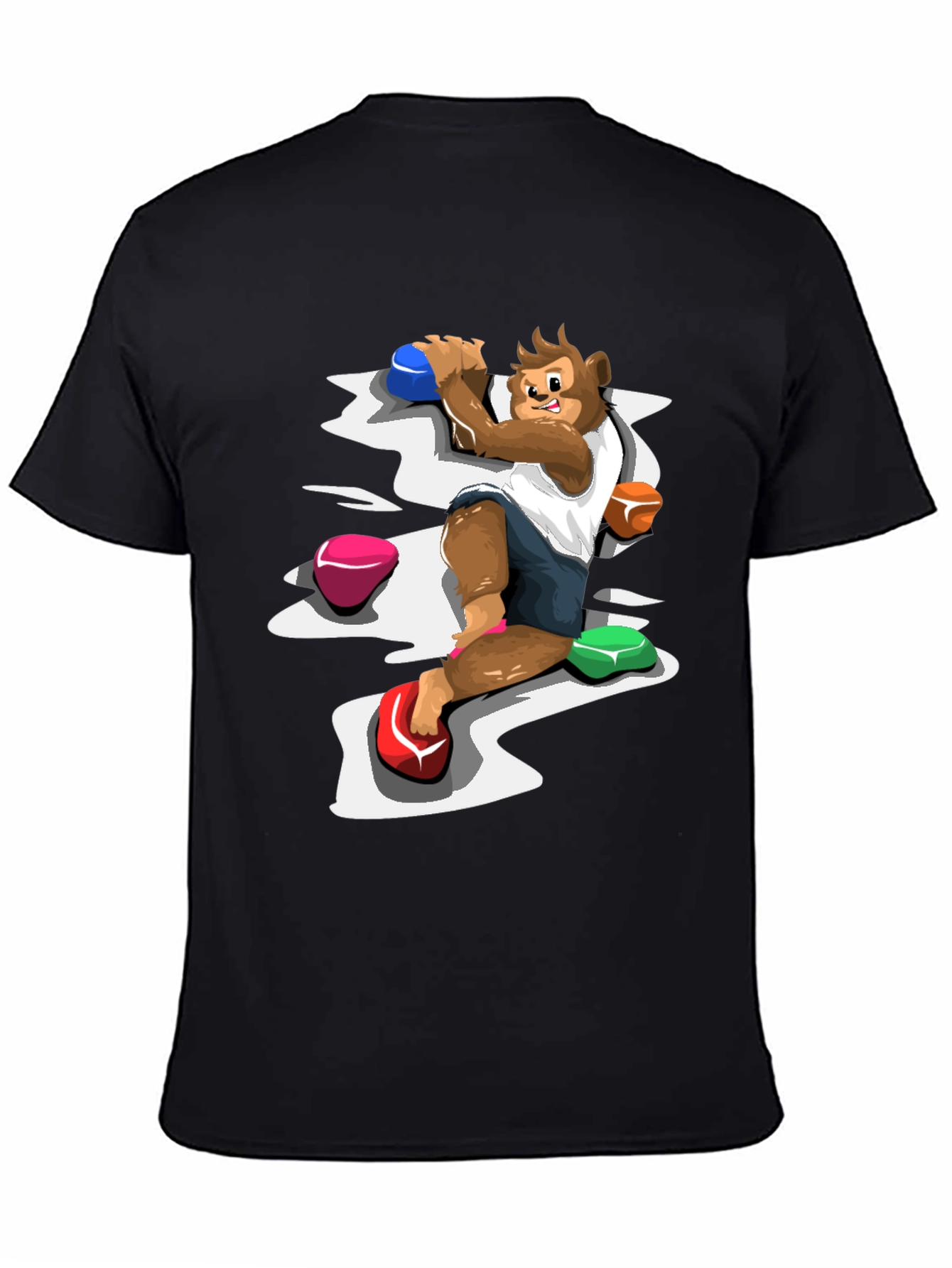 Camiseta Negra con Diseño de Mono Escalador