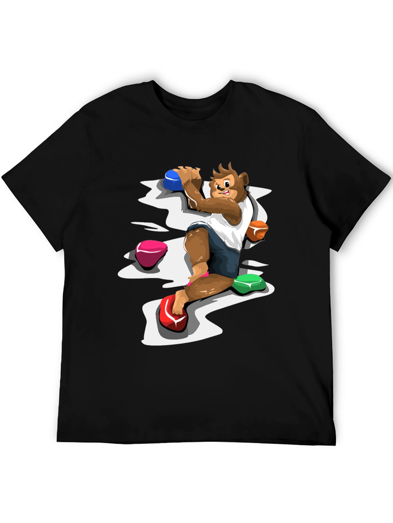 Camiseta Negra con Diseño de Mono Escalador