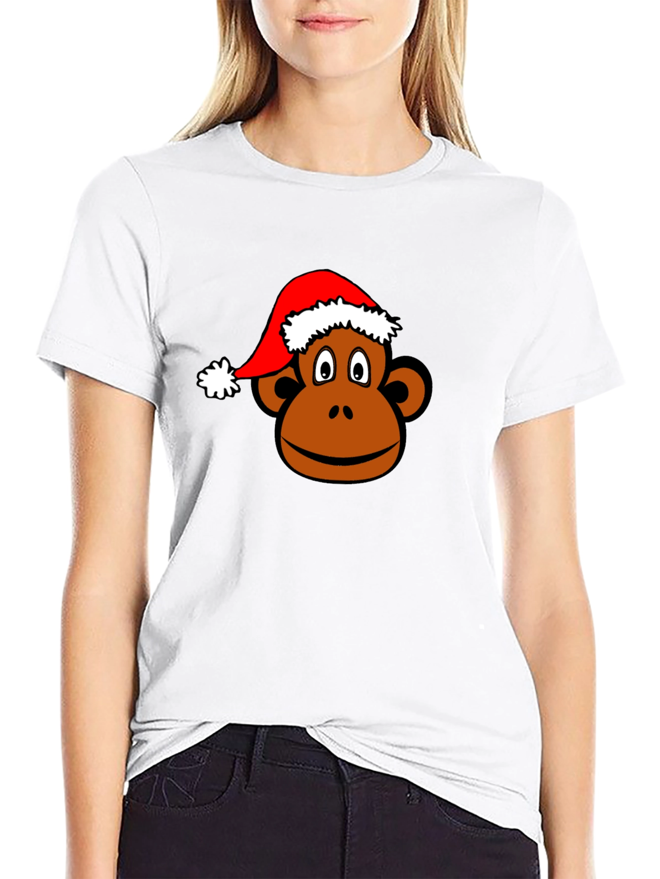 Camiseta Negra con Mono Navideño