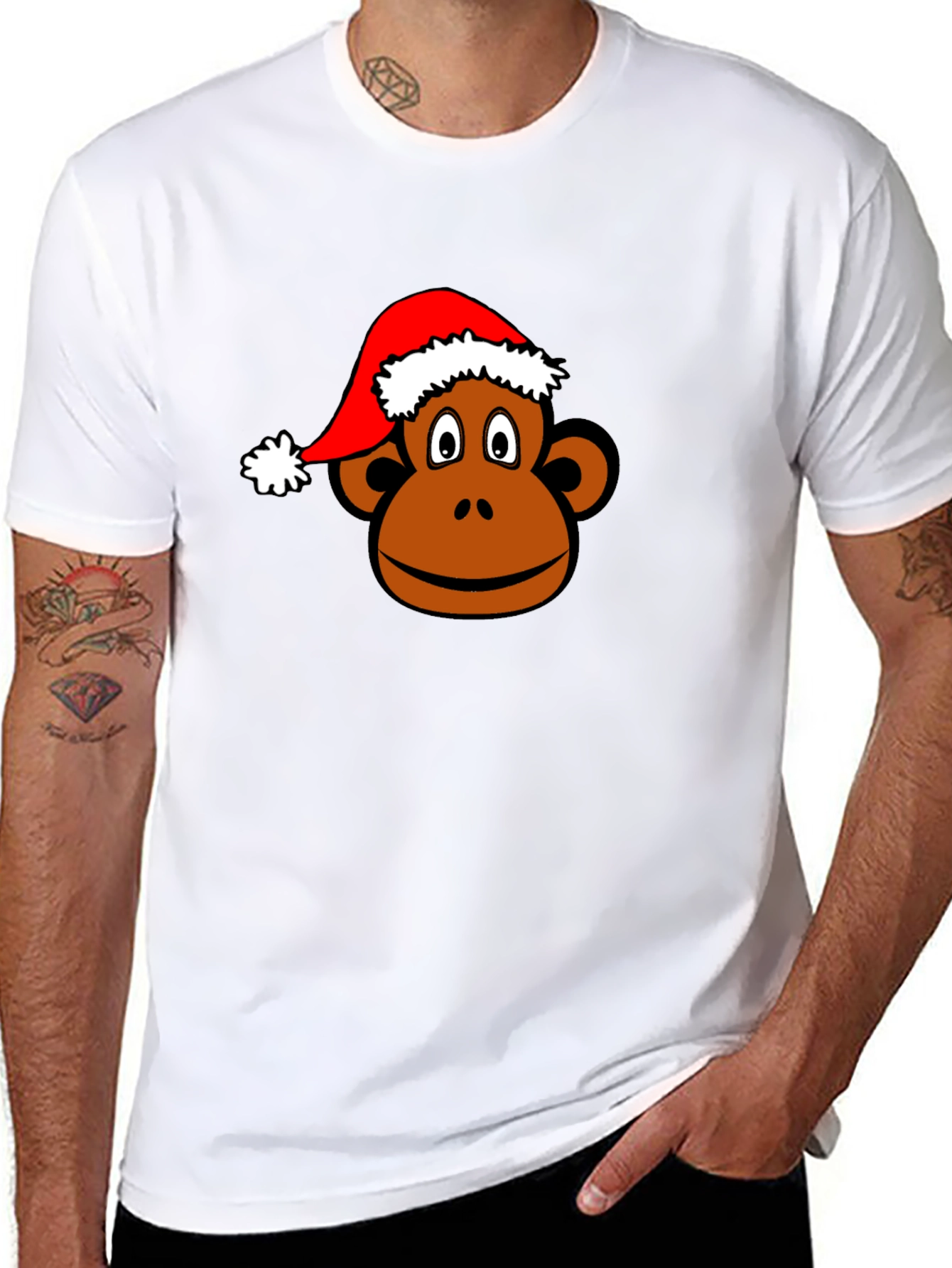 Camiseta Negra con Mono Navideño