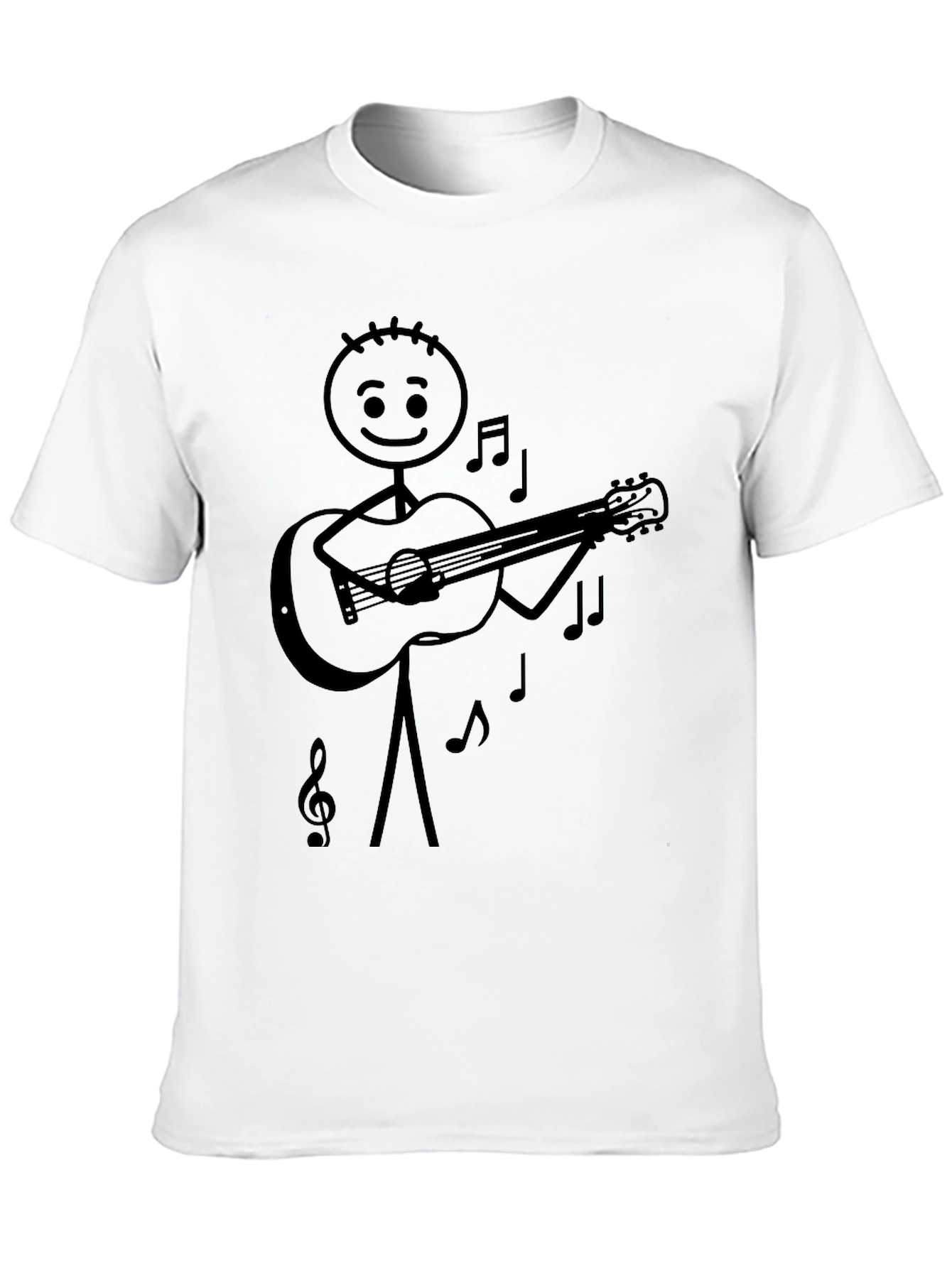 Camiseta Negra con Diseño de Músico de Palo