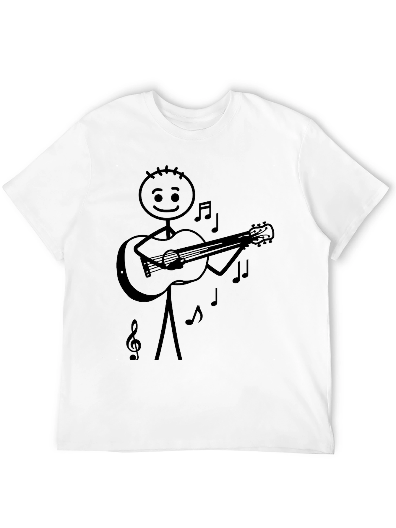 Camiseta Negra con Diseño de Músico de Palo