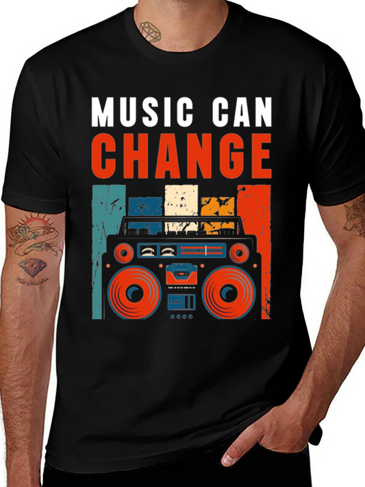 Camiseta Negra Retro La Música Puede Cambiar