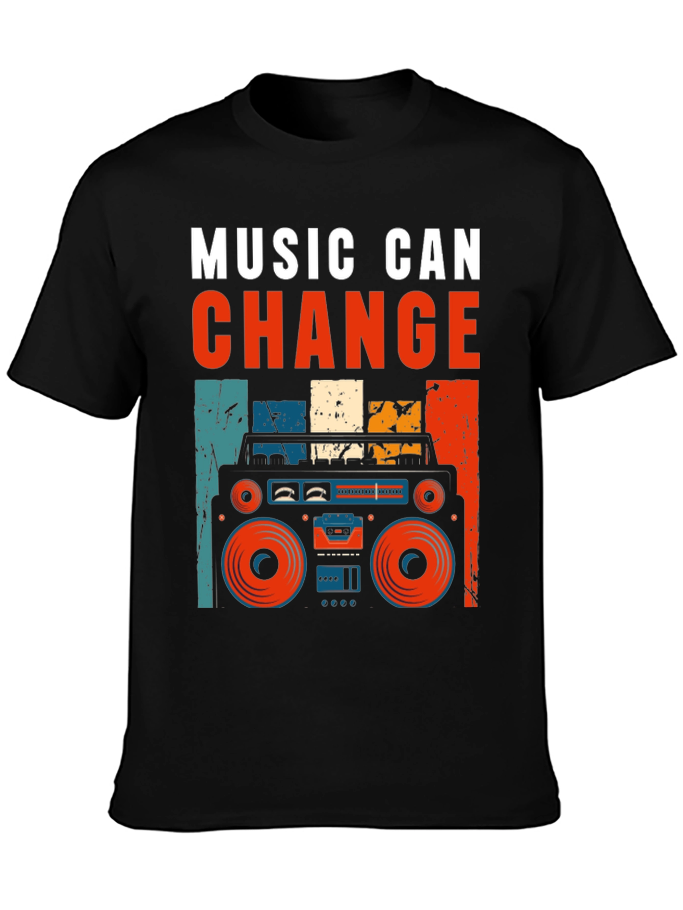 Camiseta Negra Retro La Música Puede Cambiar