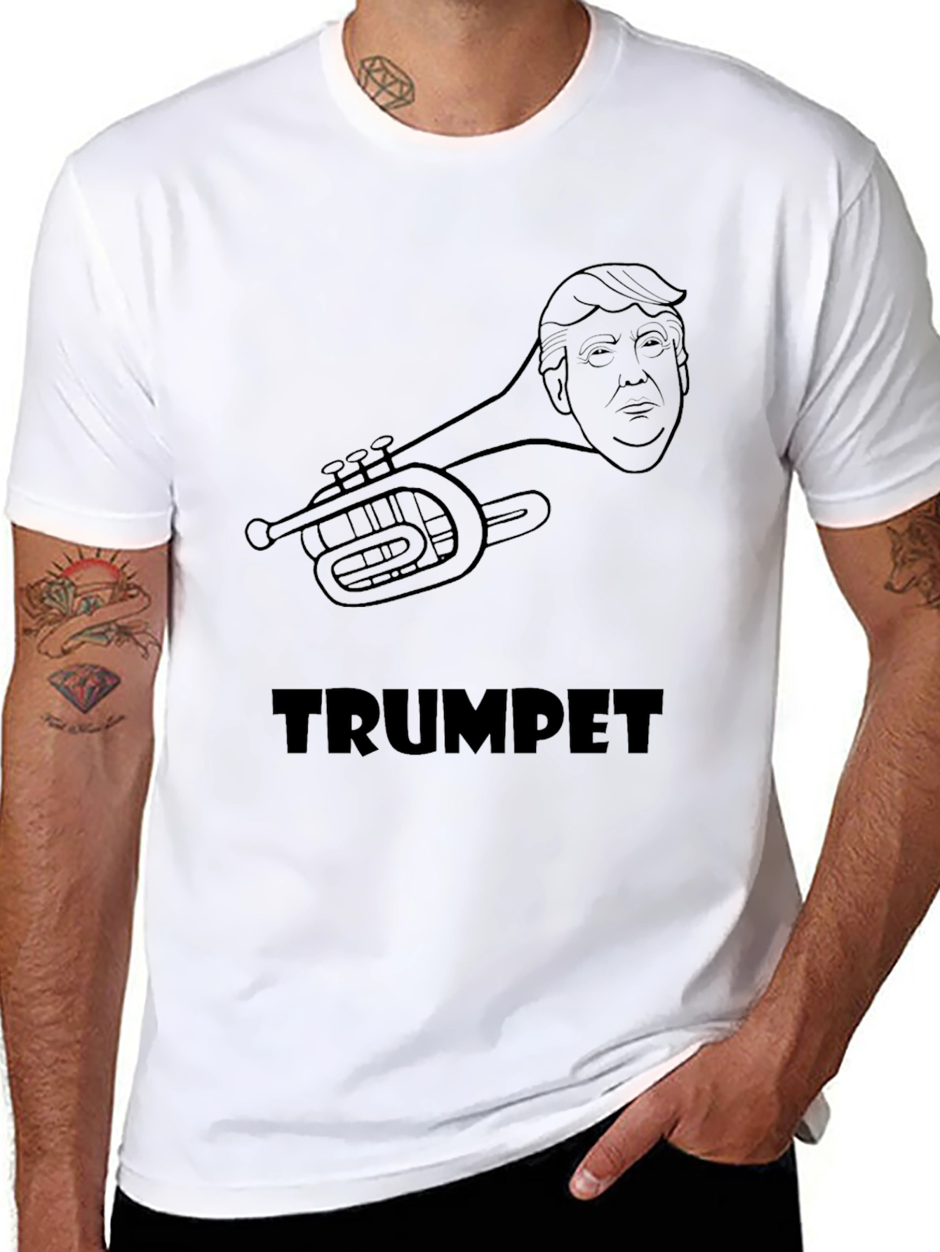 Camiseta Negra Trumpet Diseño Humorístico
