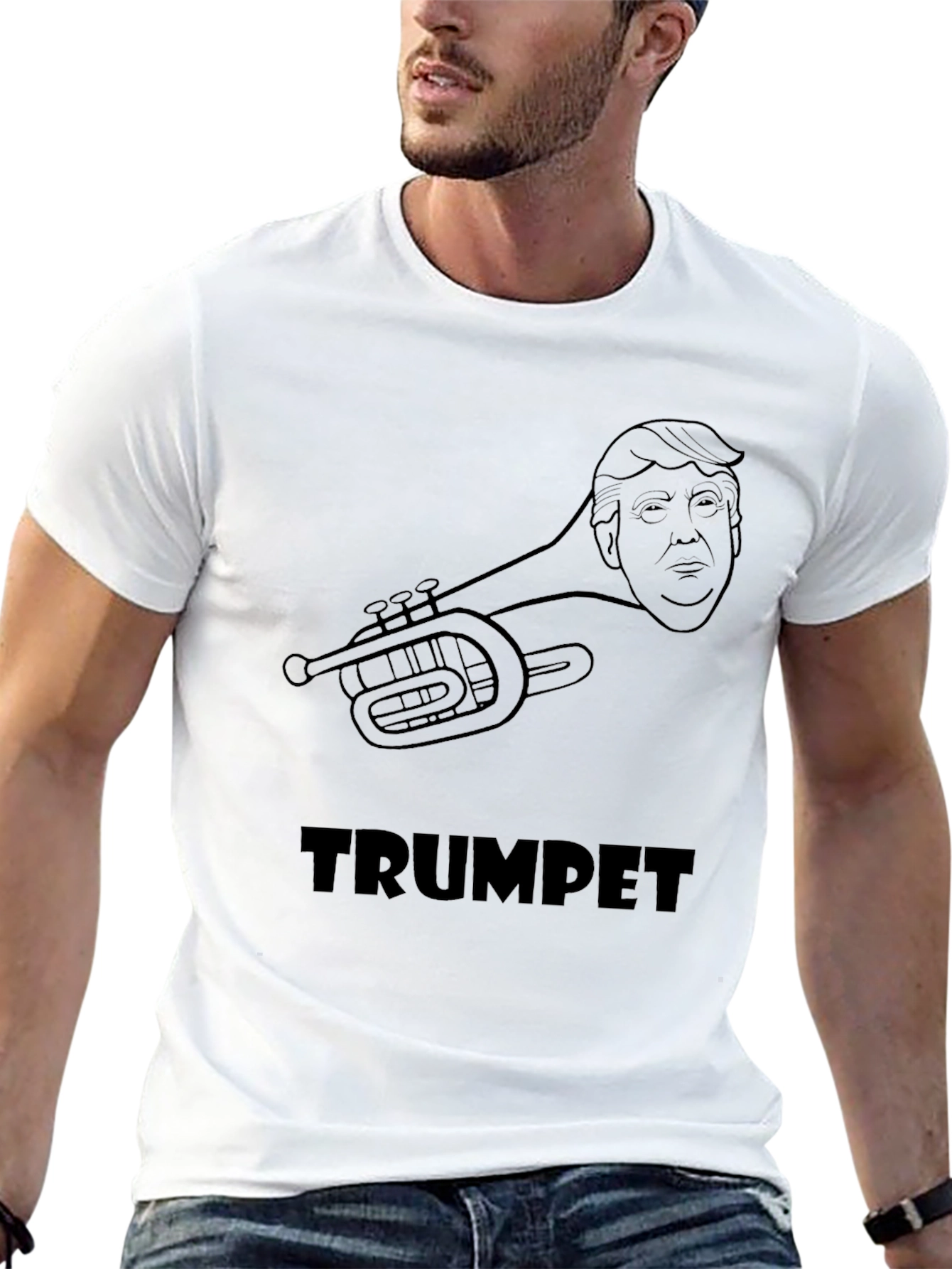 Camiseta Negra Trumpet Diseño Humorístico