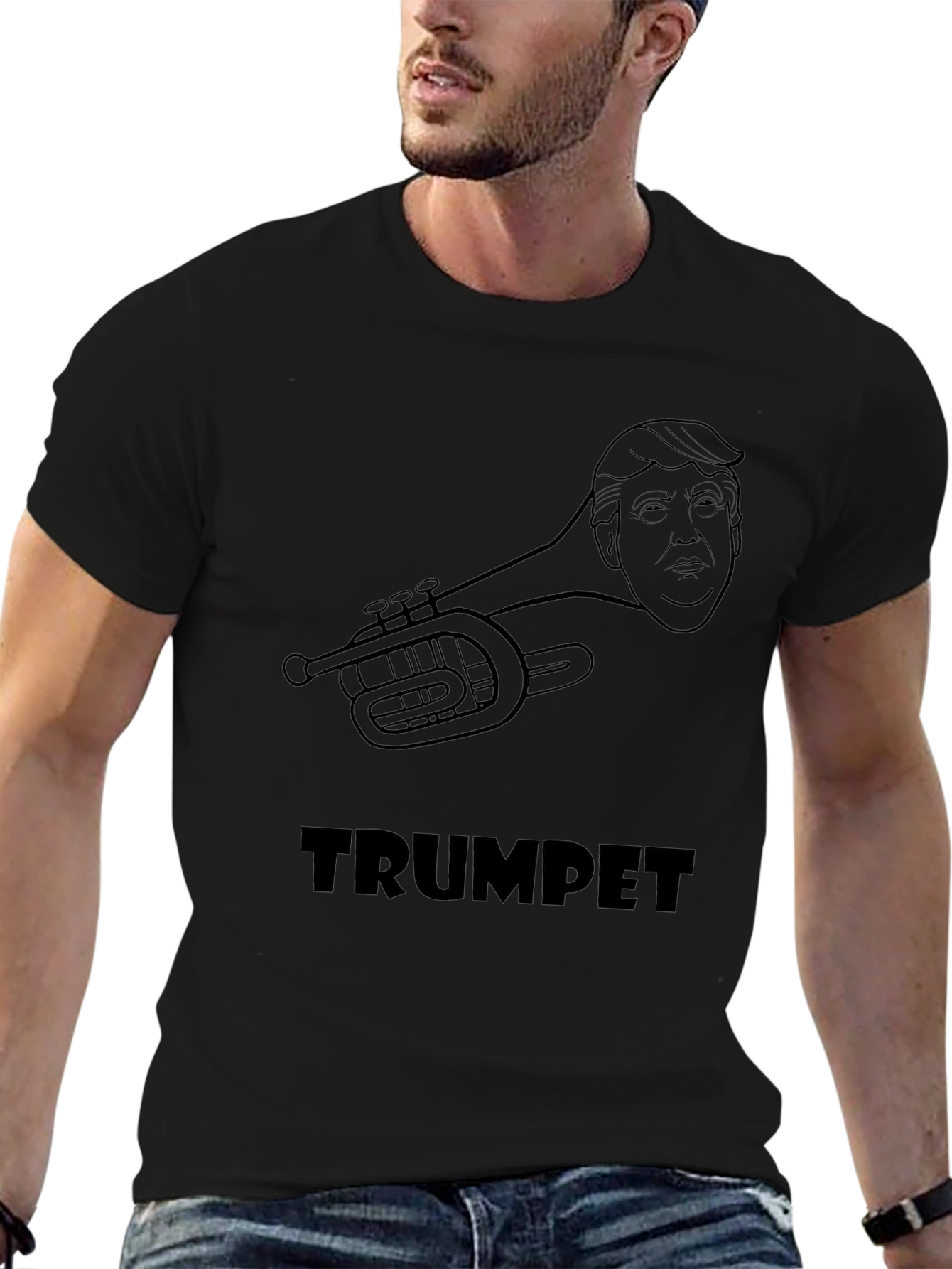 Camiseta Negra Trumpet Diseño Humorístico