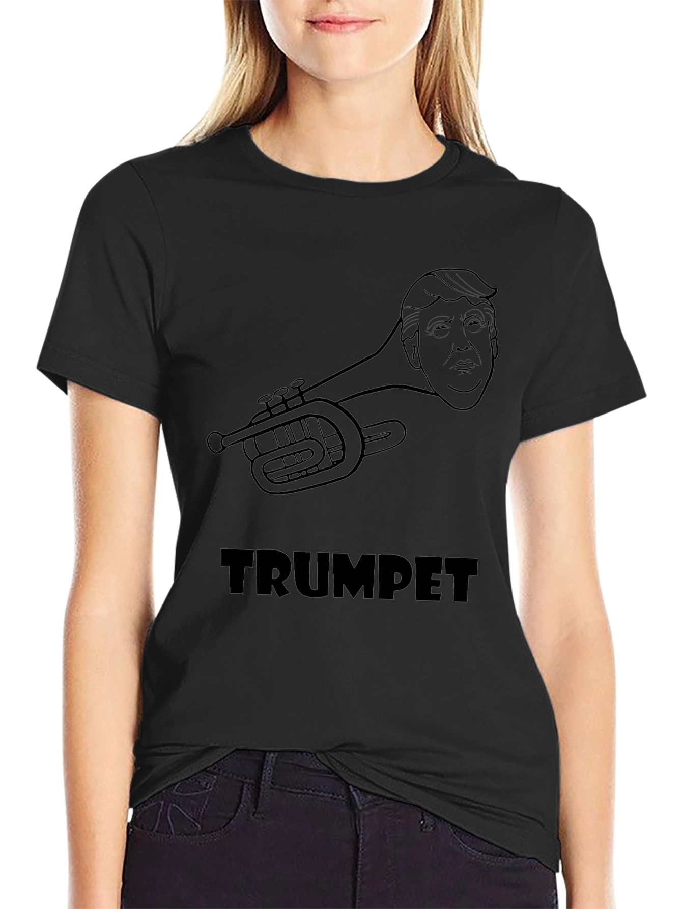 Camiseta Negra Trumpet Diseño Humorístico