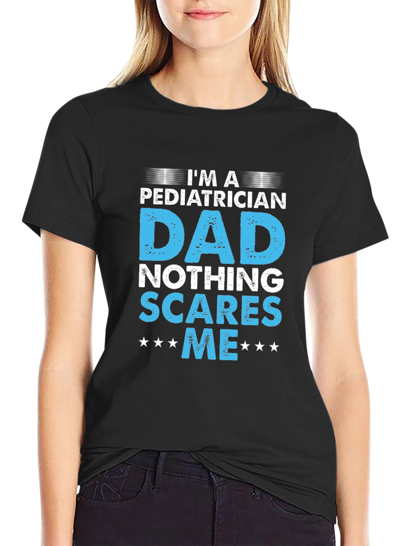 Camiseta Negra - Papá Pediatra - Nada me Asusta