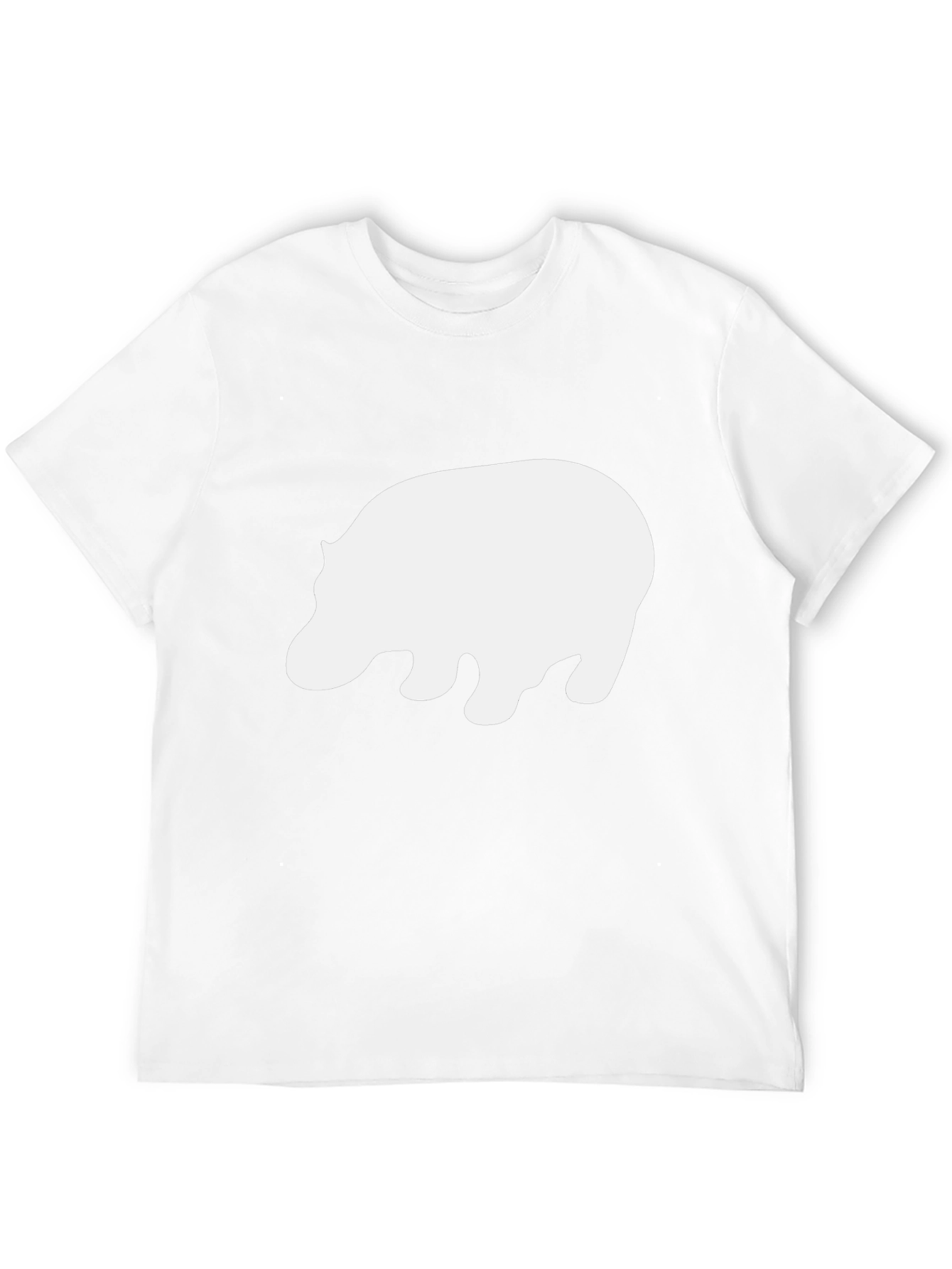 Camiseta Negra con Estampado de Hipopótamo Blanco