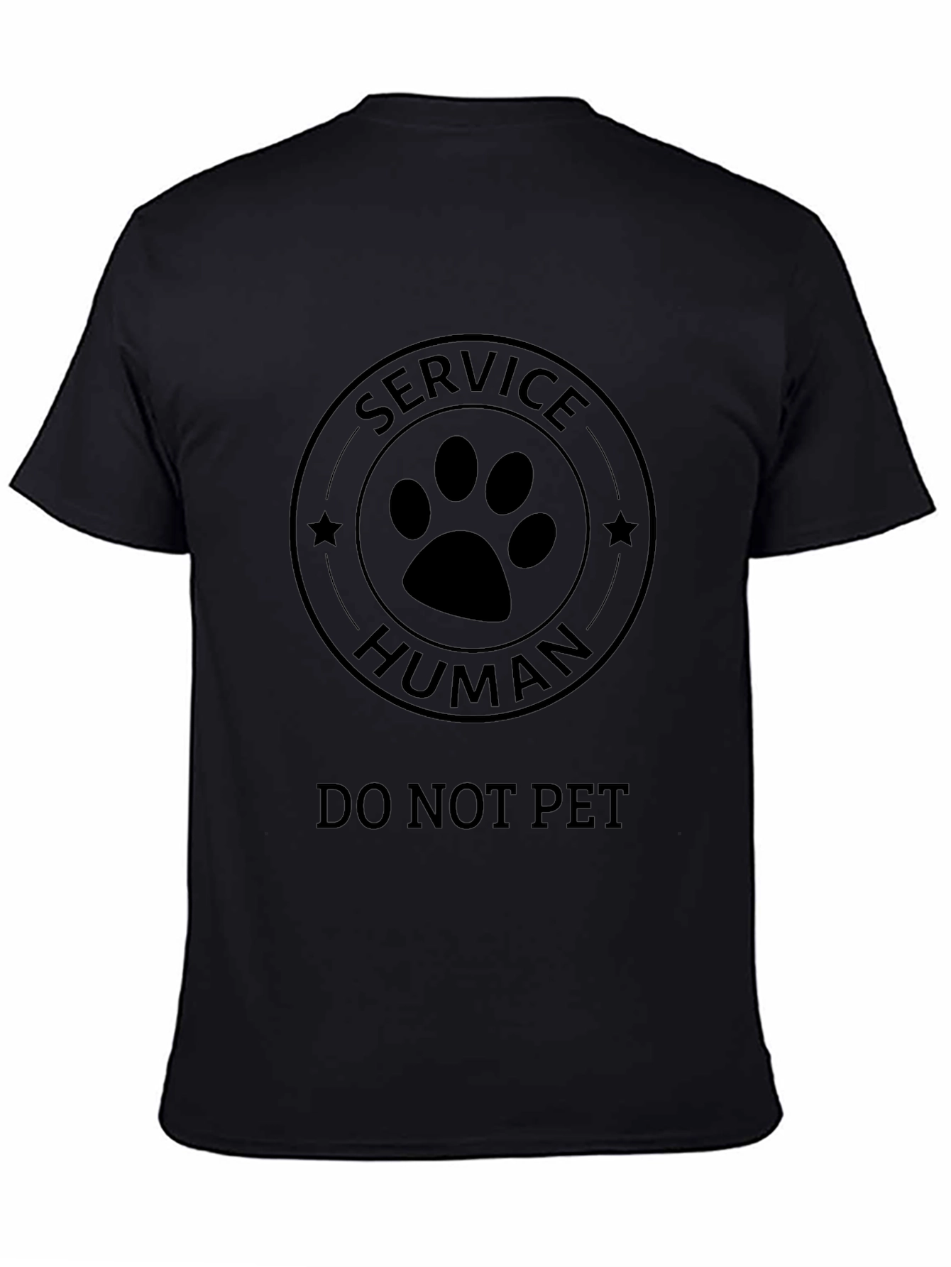 Camiseta Negra: Humano de Servicio - ¡No Acariciar!