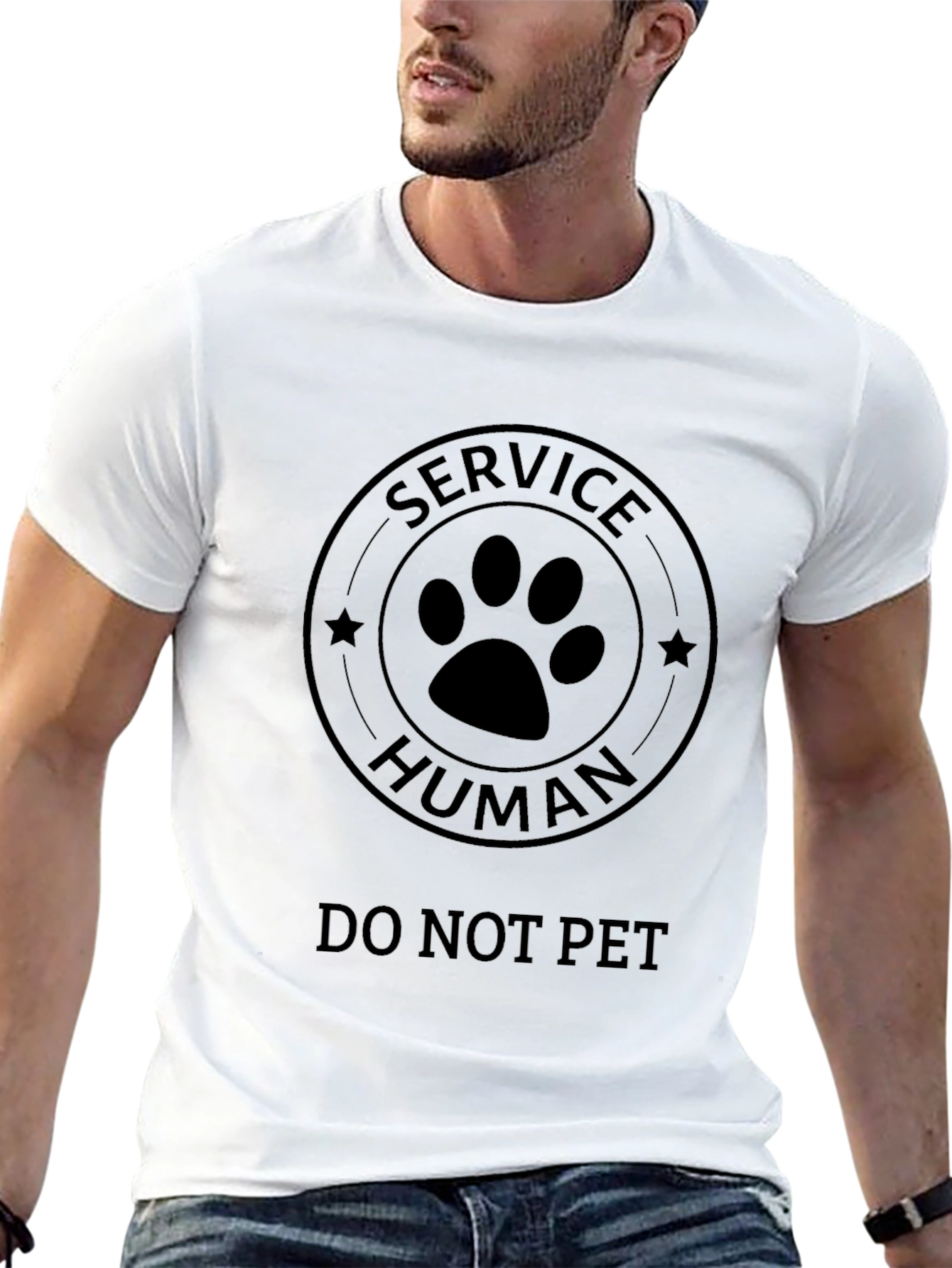 Camiseta Negra: Humano de Servicio - ¡No Acariciar!