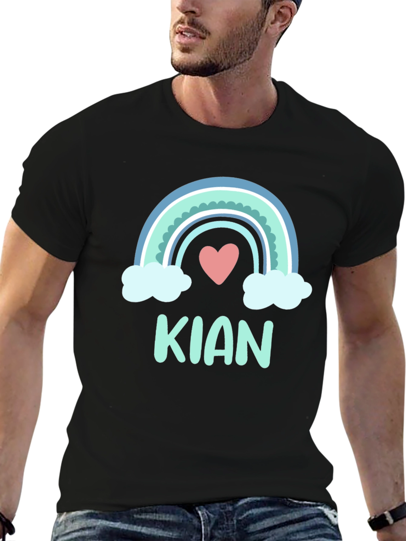 Camiseta Negra con Arcoíris Personalizado KIAN