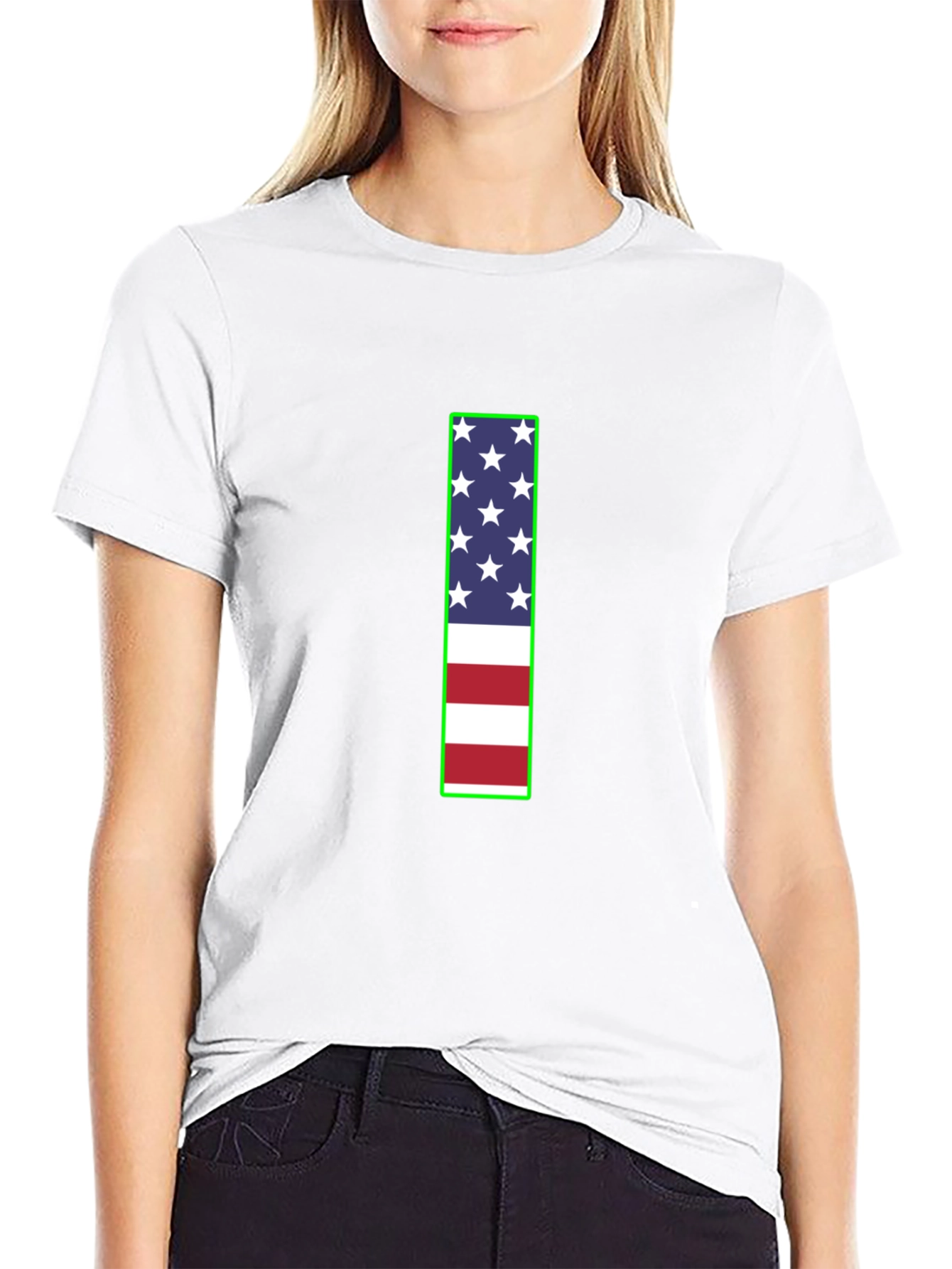Camiseta Negra con Diseño Bandera Americana