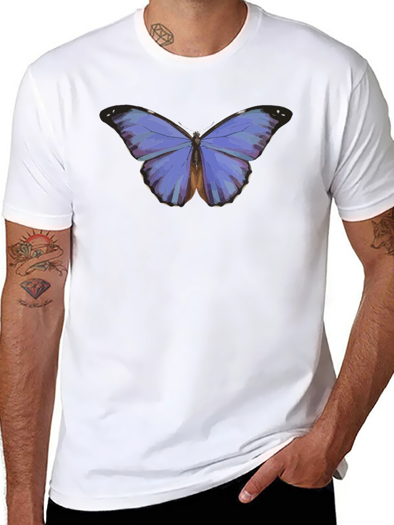 Camiseta Negra con Mariposa Azul