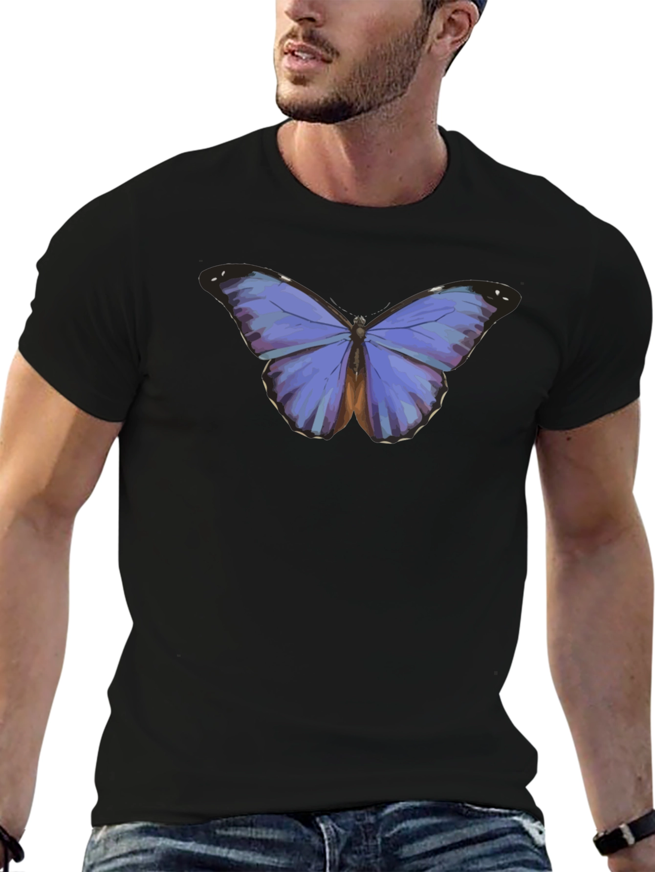Camiseta Negra con Mariposa Azul