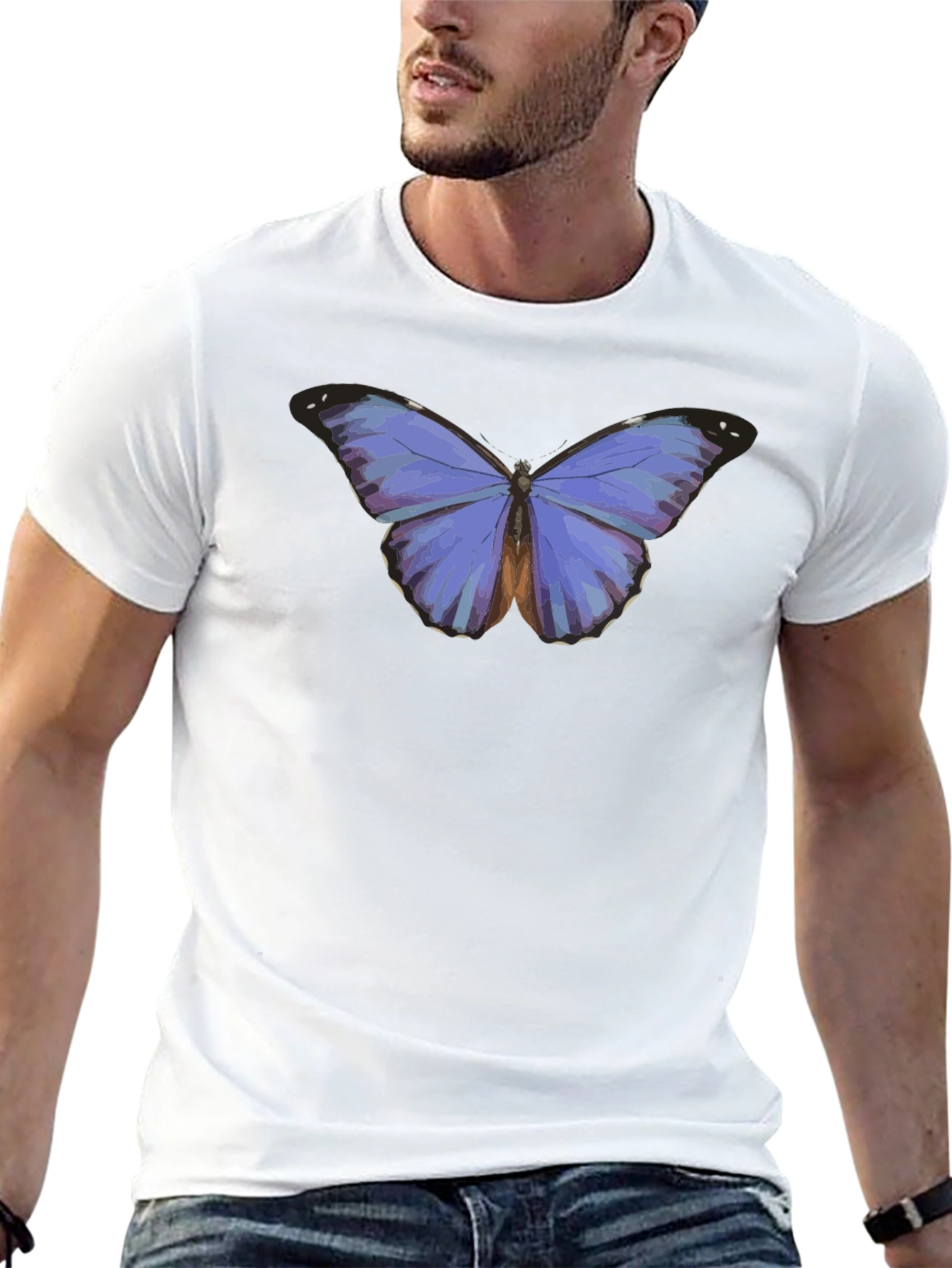 Camiseta Negra con Mariposa Azul