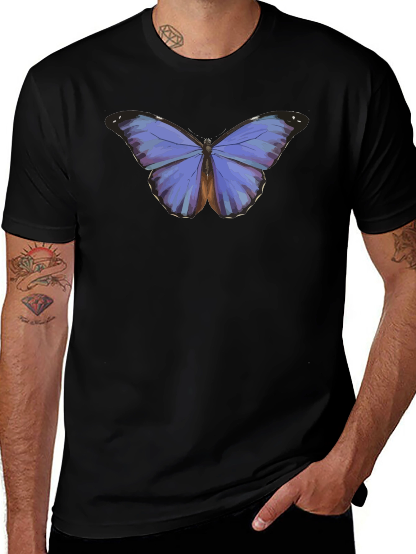 Camiseta Negra con Mariposa Azul
