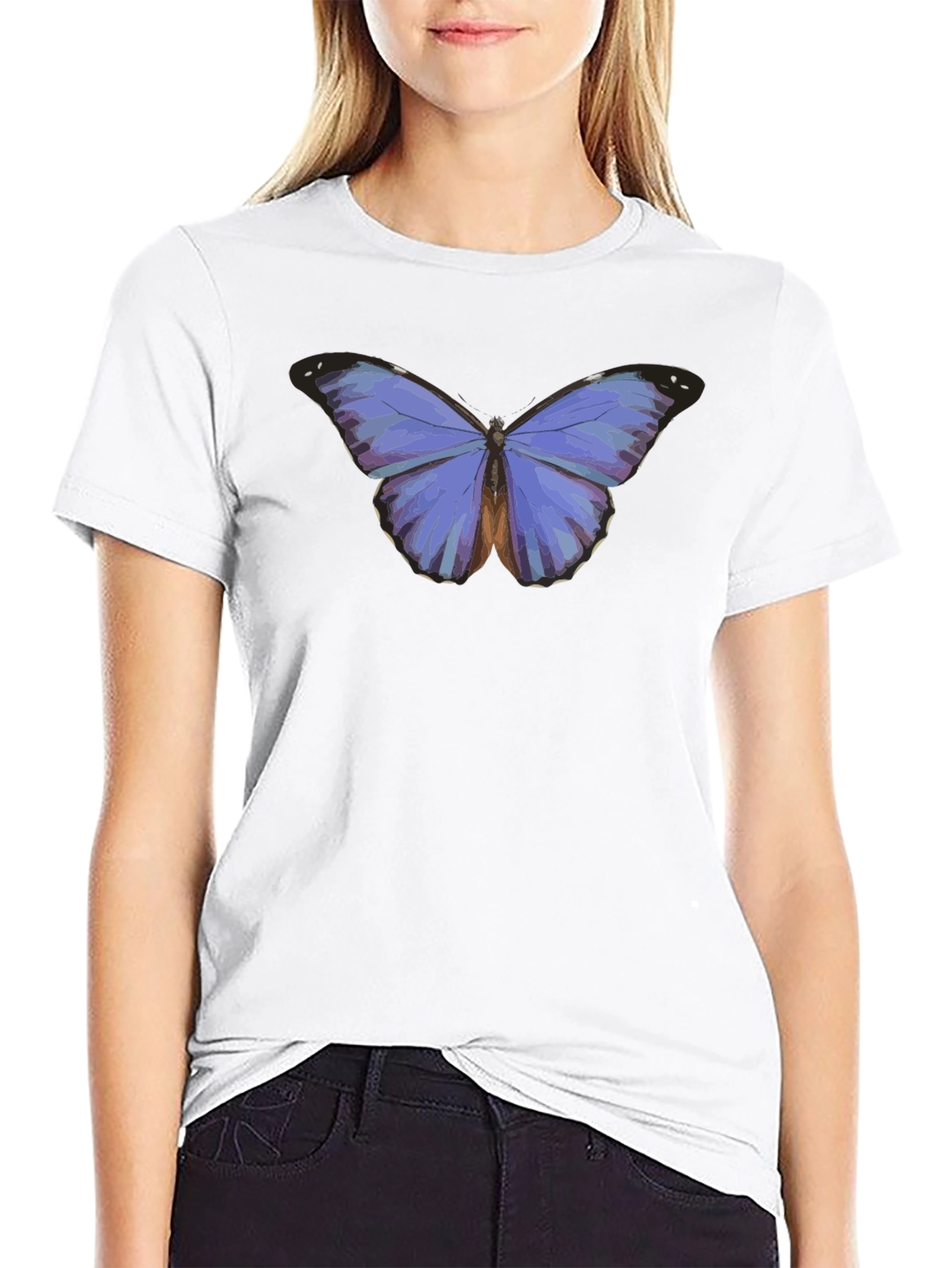 Camiseta Negra con Mariposa Azul