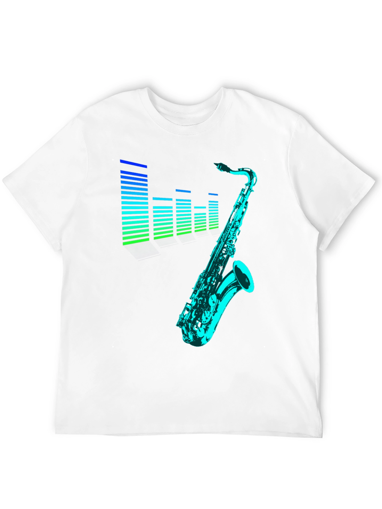 Camiseta Negra con Diseño de Saxofón y Ecualizador