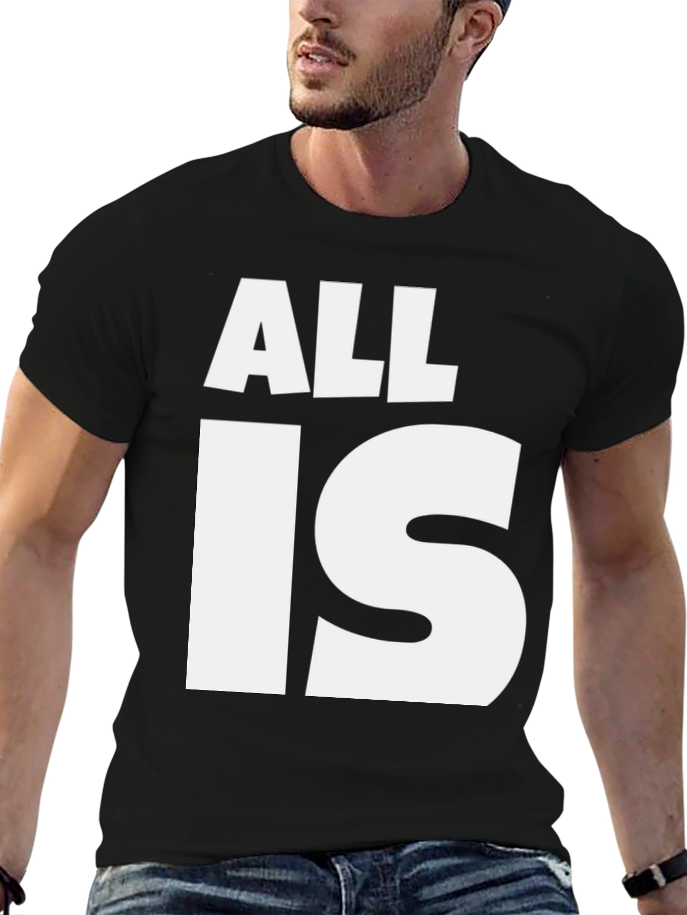 Camiseta Negra con Texto ALL IS