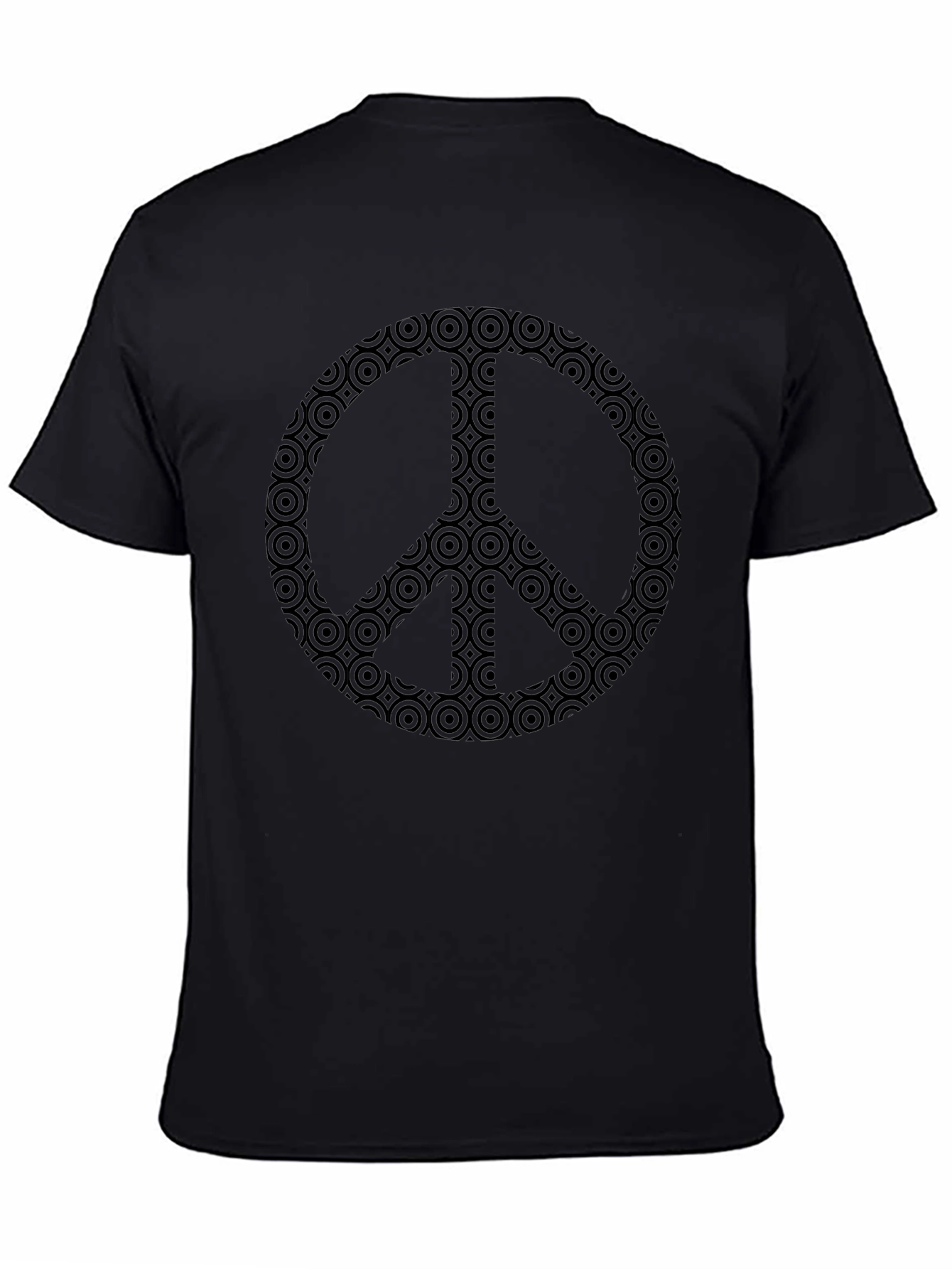 Camiseta Negra con Símbolo de Paz Geométrico