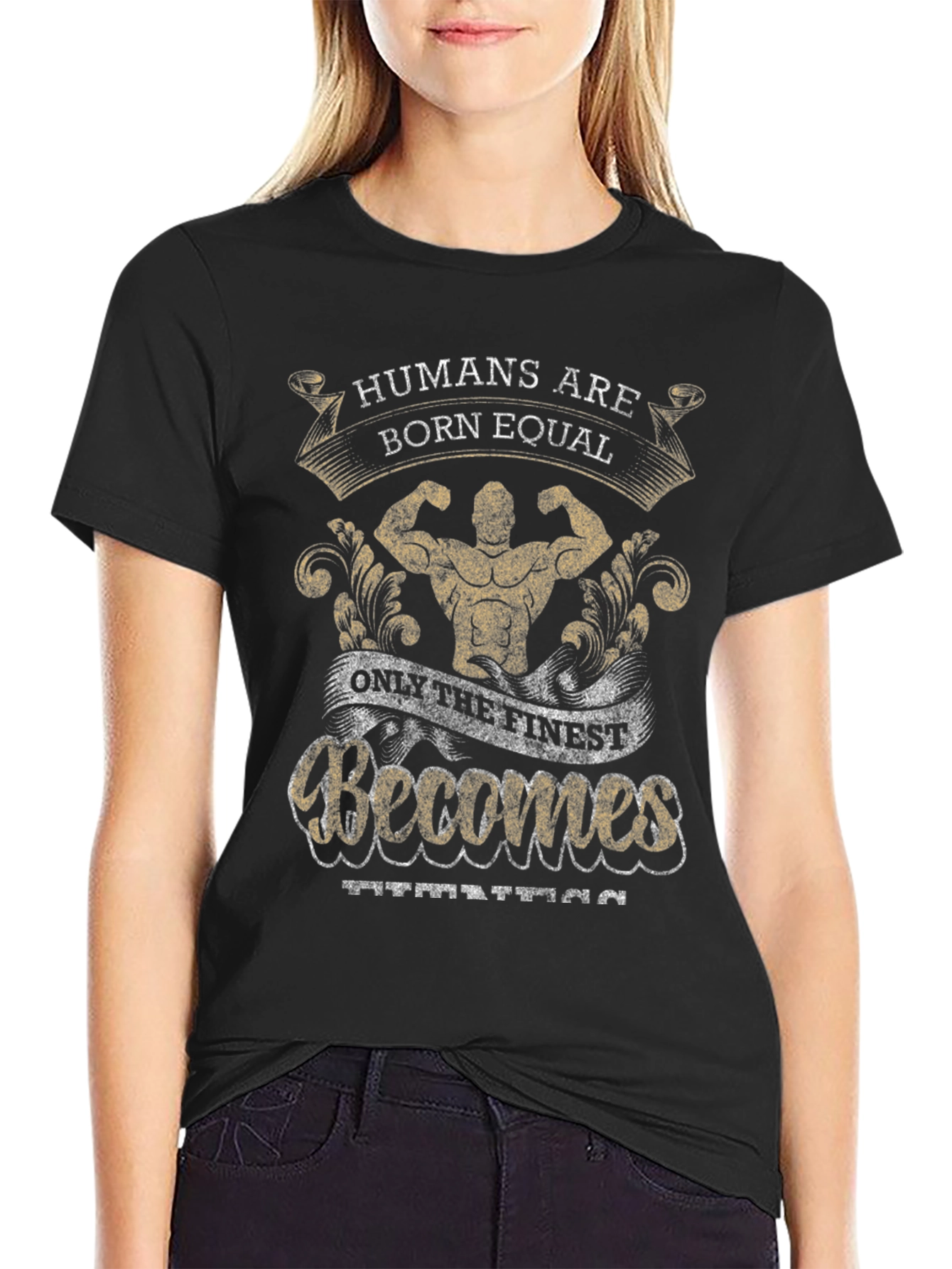 Camiseta Negra con Diseño de Motivación Fitness