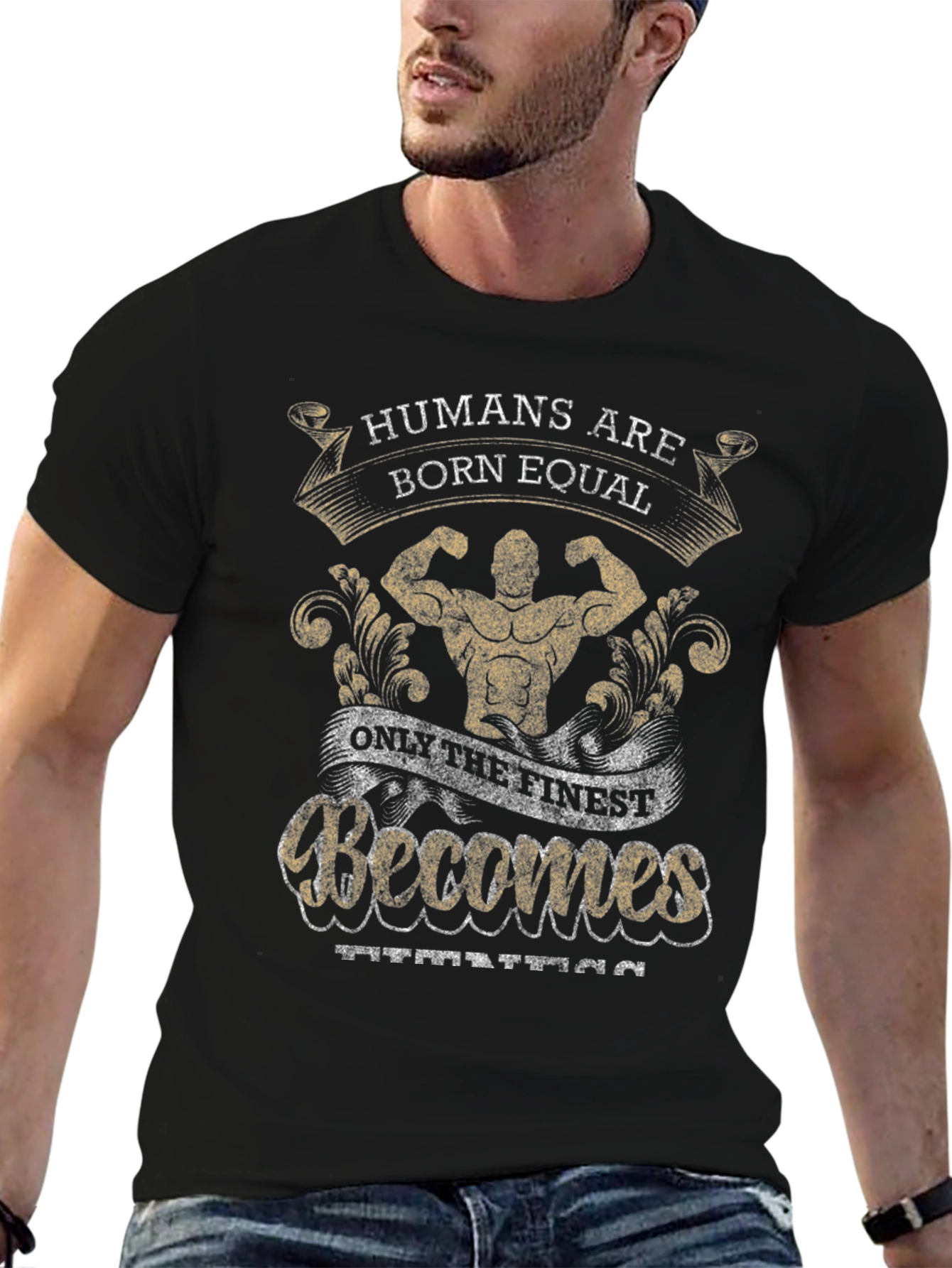 Camiseta Negra con Diseño de Motivación Fitness