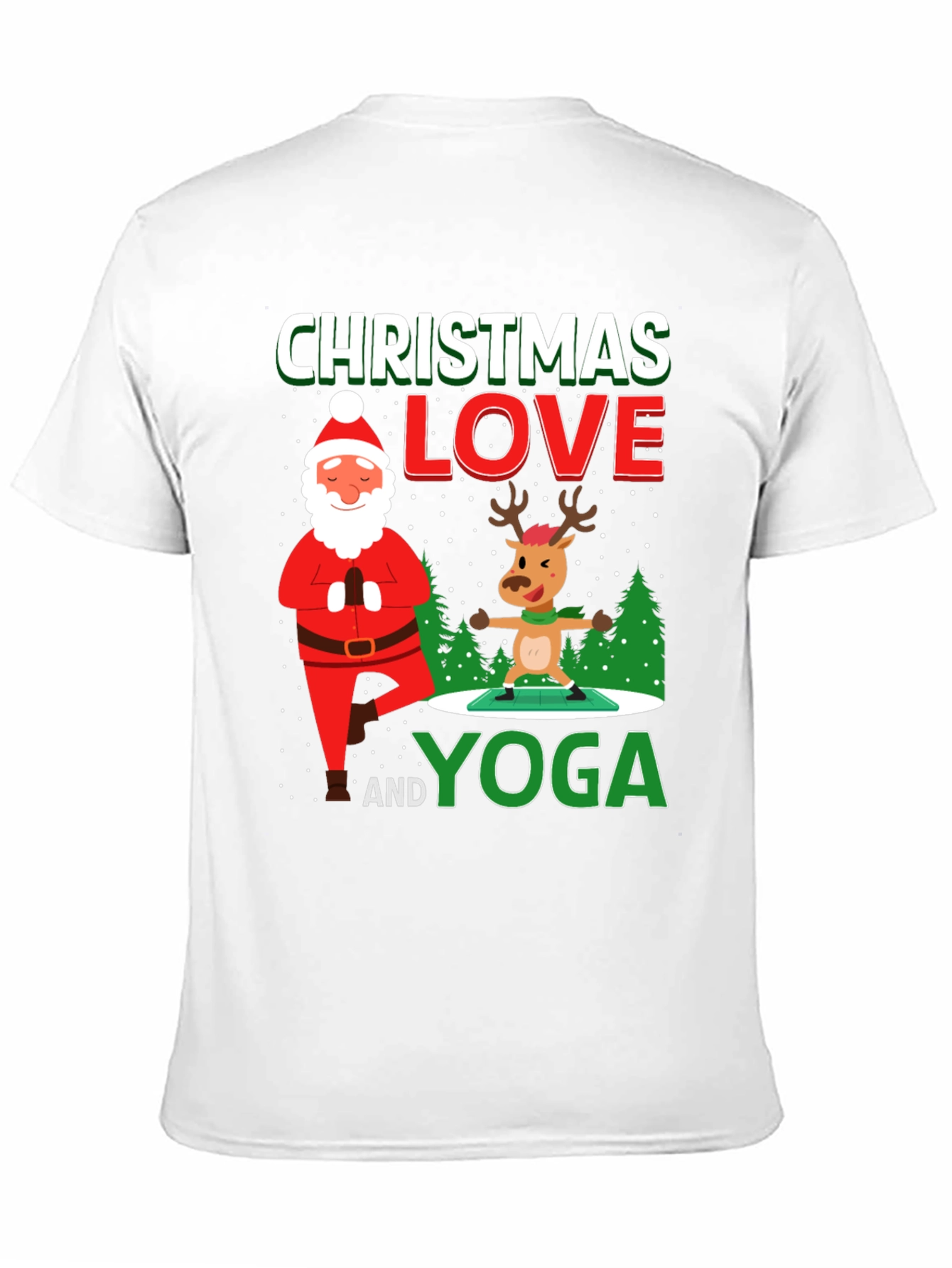 Camiseta Navideña Yoga Santa & Reno Divertida