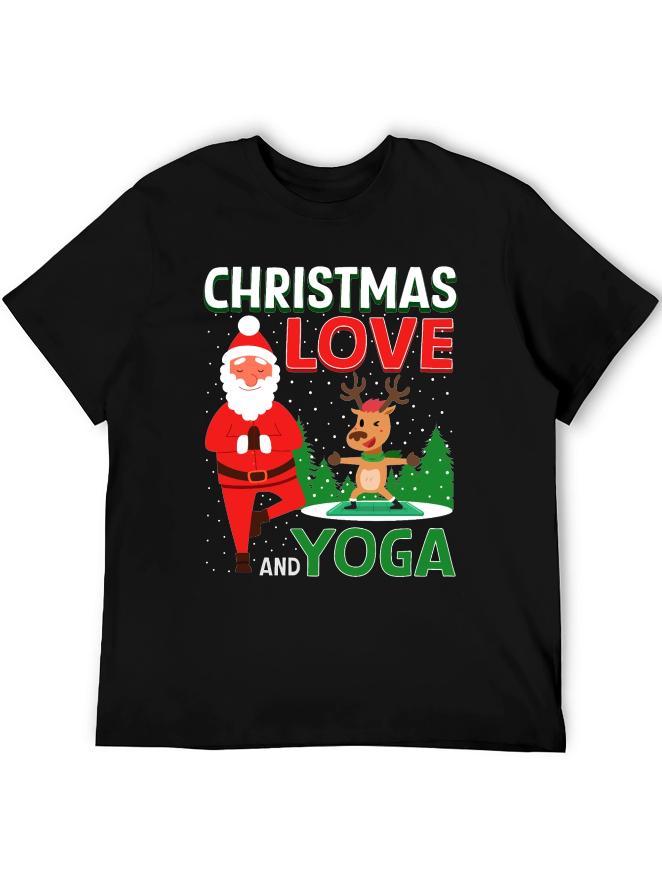 Camiseta Navideña Yoga Santa & Reno Divertida