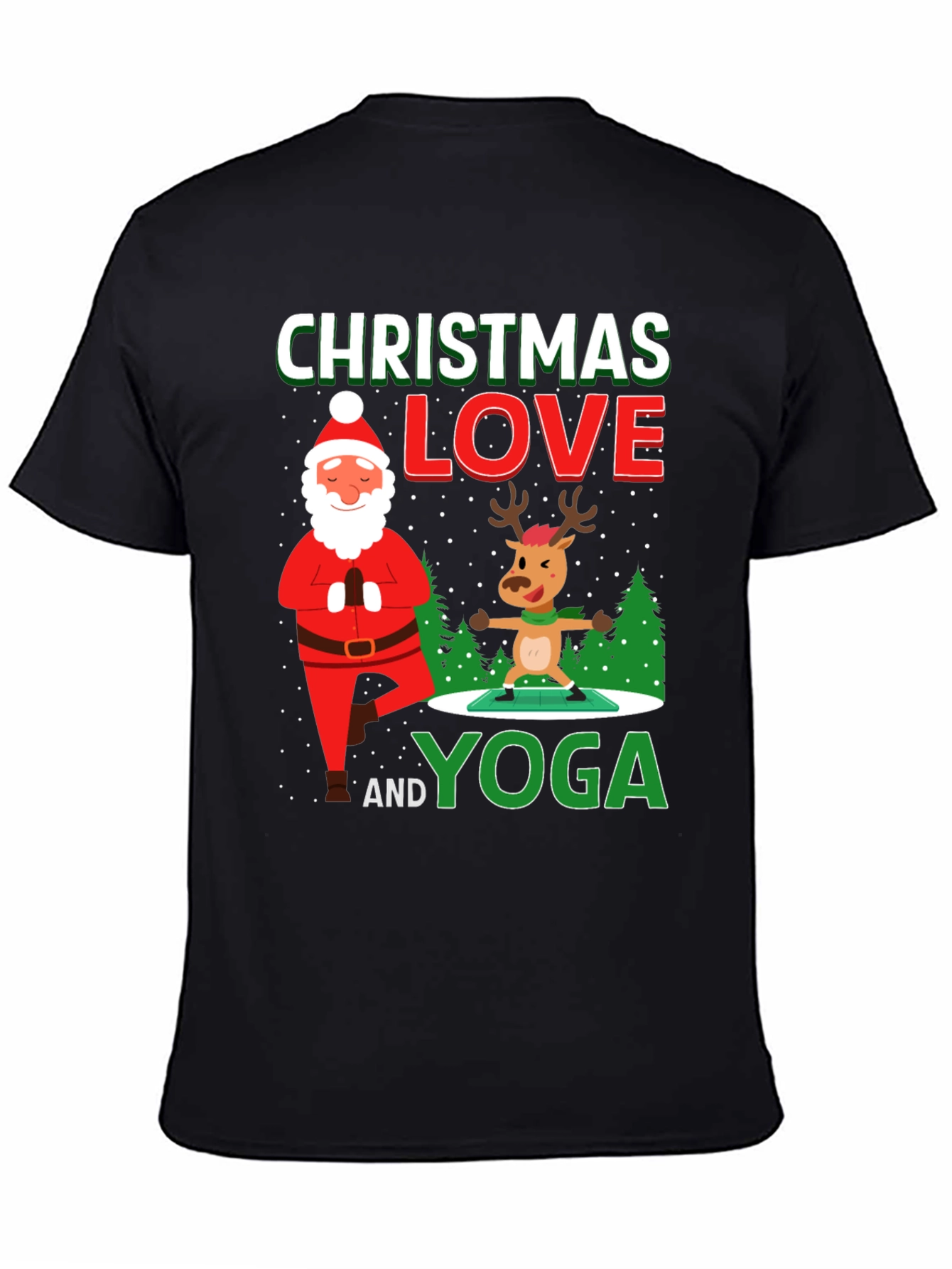 Camiseta Navideña Yoga Santa & Reno Divertida