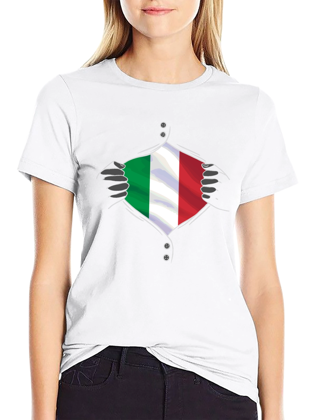 Camiseta Negra con Diseño Bandera Italiana