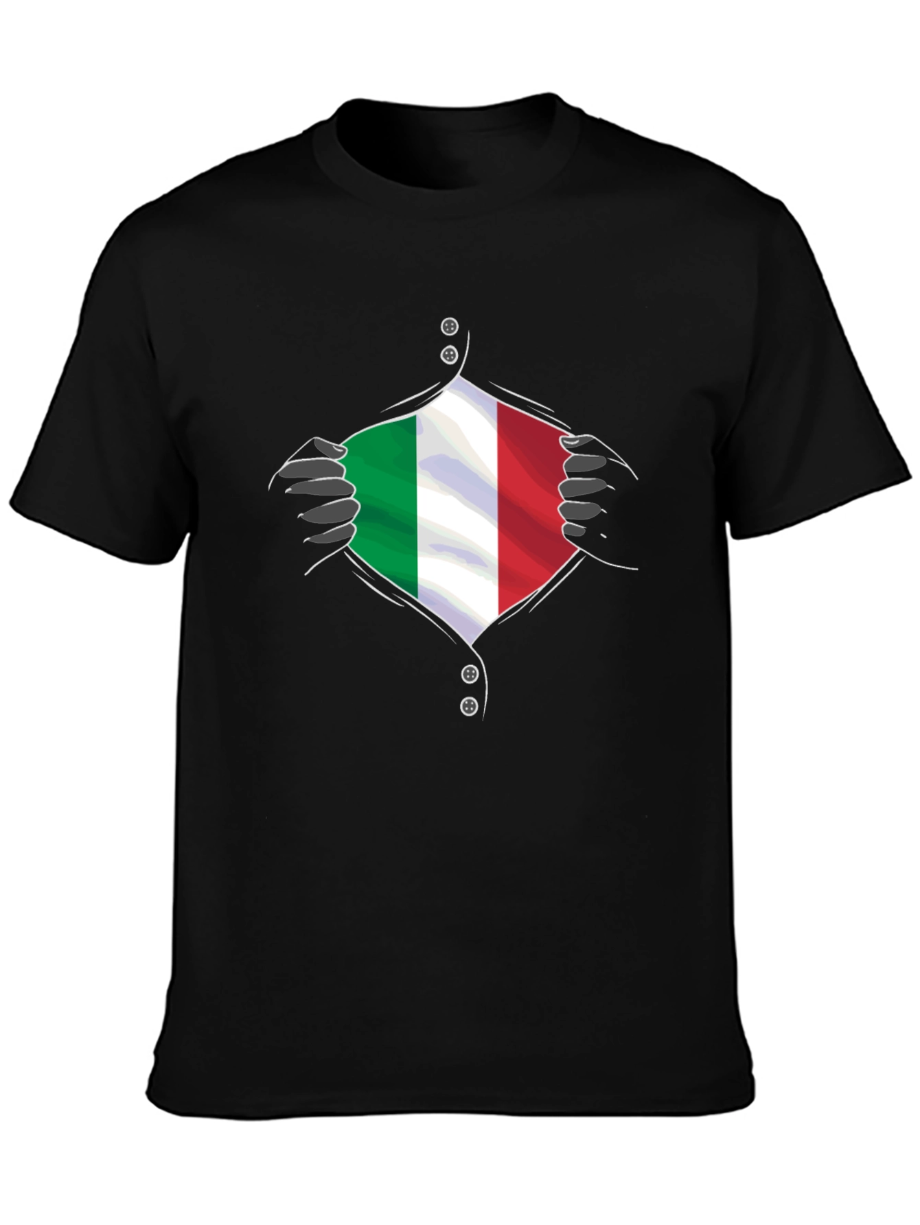 Camiseta Negra con Diseño Bandera Italiana