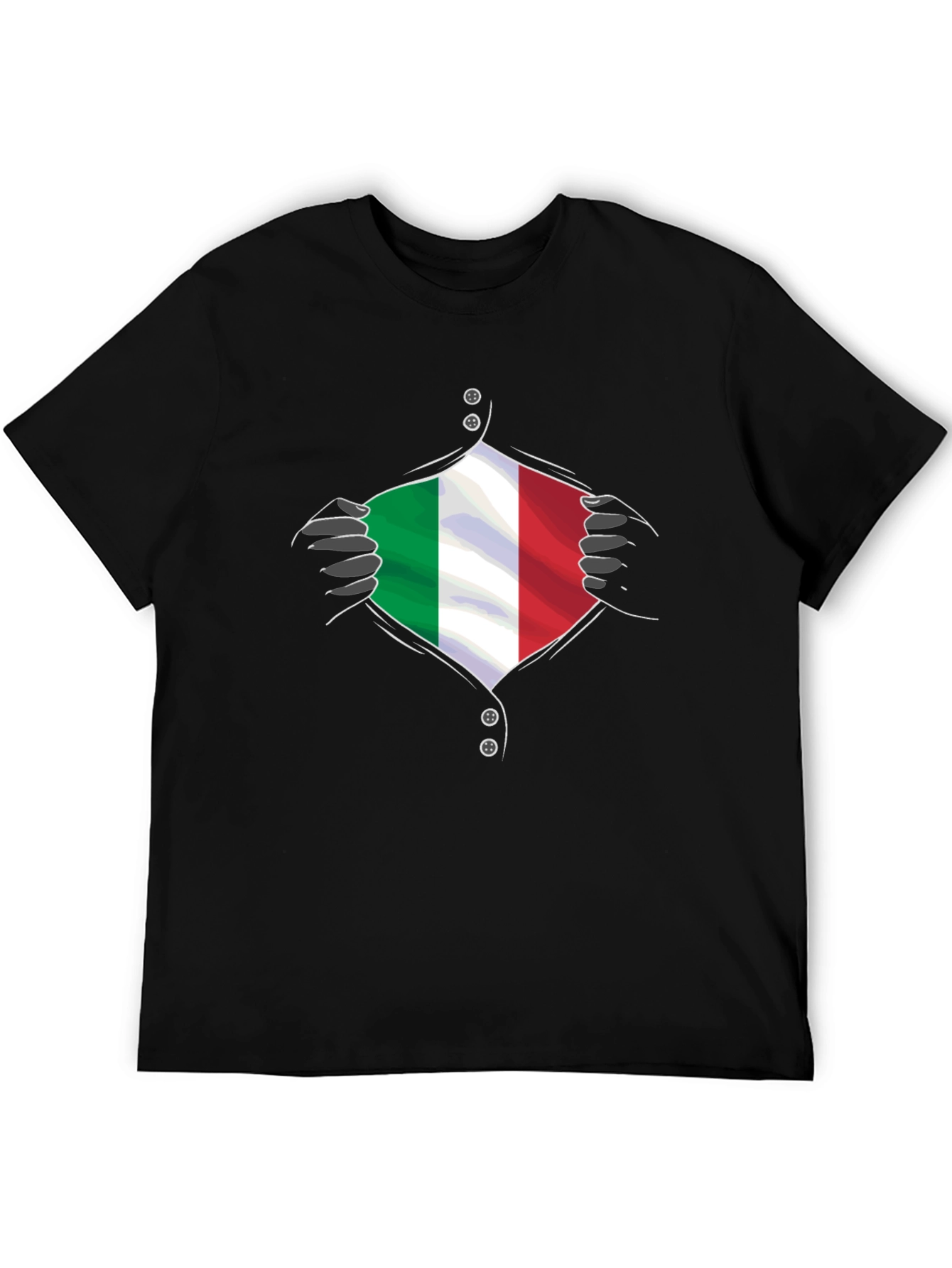 Camiseta Negra con Diseño Bandera Italiana